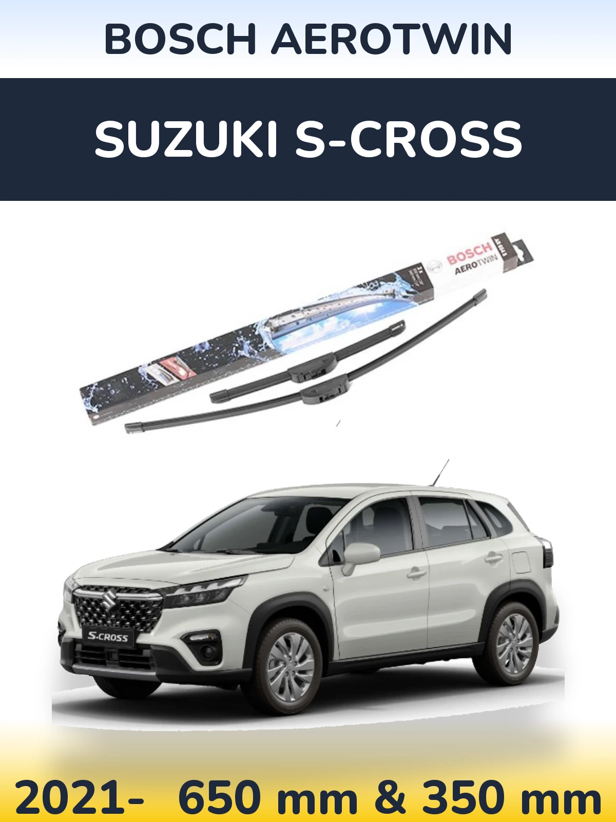 Sada předních stěračů BOSCH AeroTwin 650 a 350 mm pro Suzuki S-Cross 2021-2026