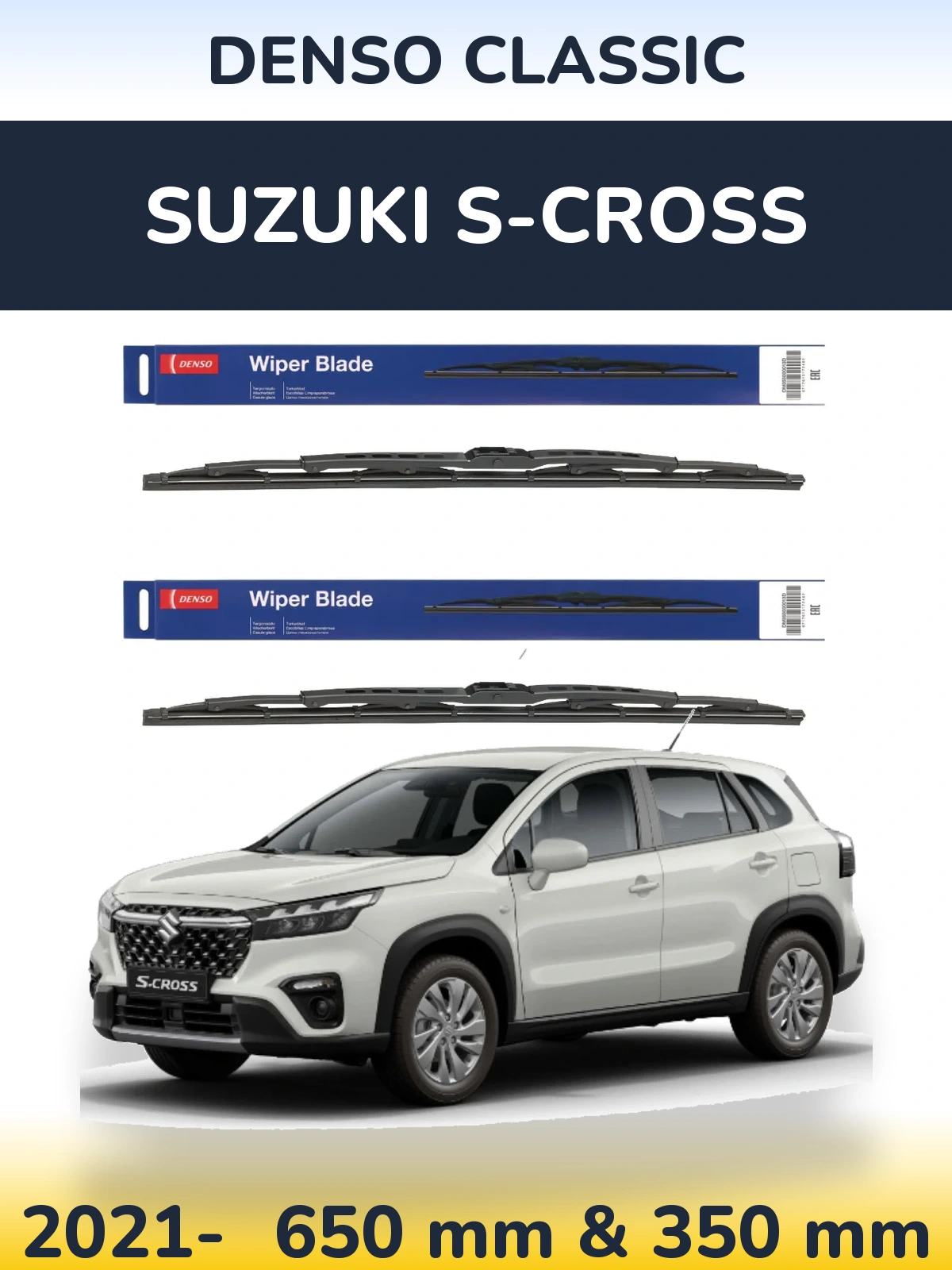 Sada předních stěračů Denso Classic 650 a 350 mm pro Suzuki S-Cross 2021-2026