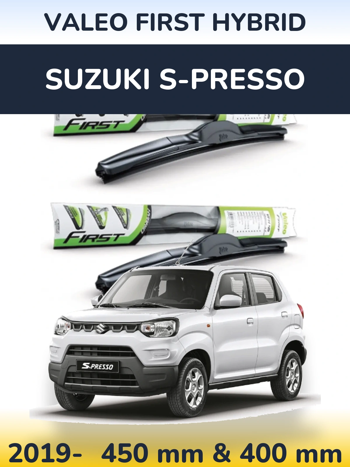 Sada předních stěračů Valeo First Hybrid 450 a 400 mm pro Suzuki S-Presso 2019-2026