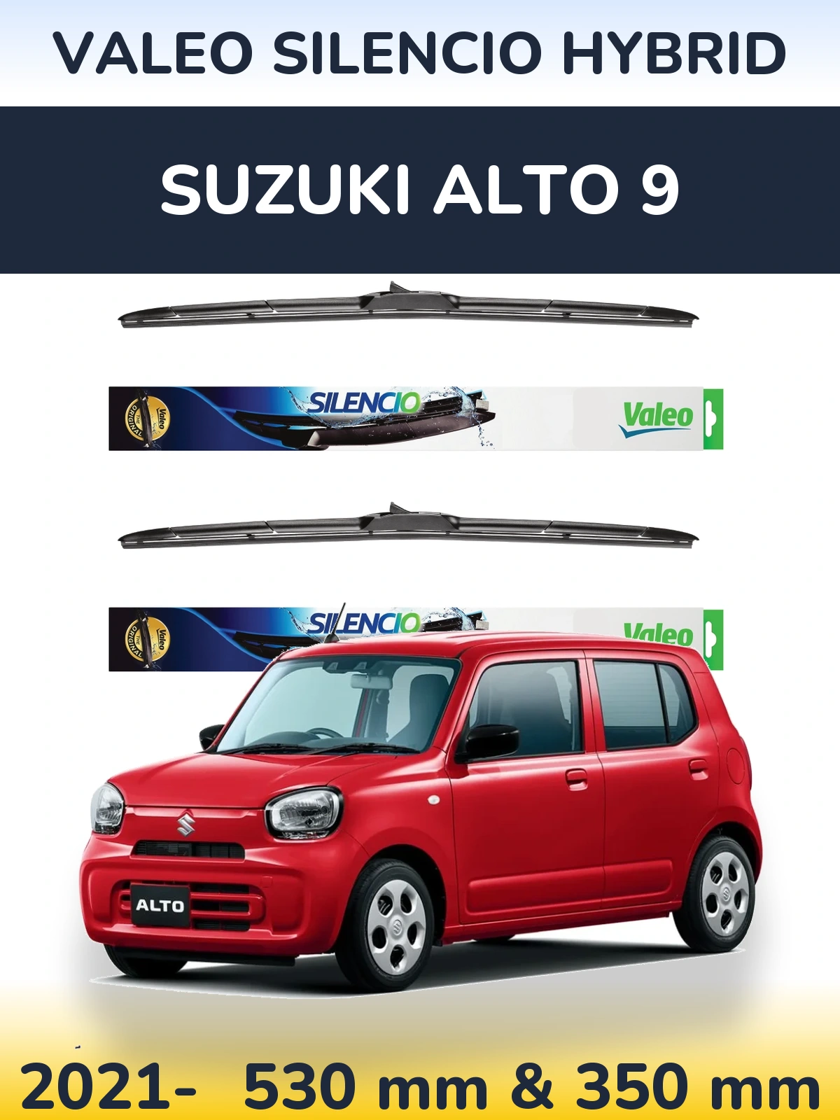Комплект передніх щіток Valeo Silencio Hybrid 530 & 350 мм для Suzuki Alto 9 2021-2026