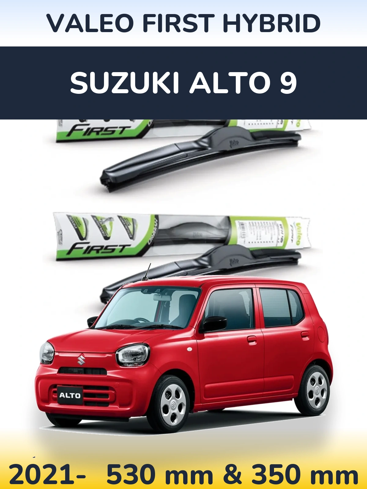 Sada předních stěračů Valeo First Hybrid 530 a 350 mm pro Suzuki Alto 9 2021-2026