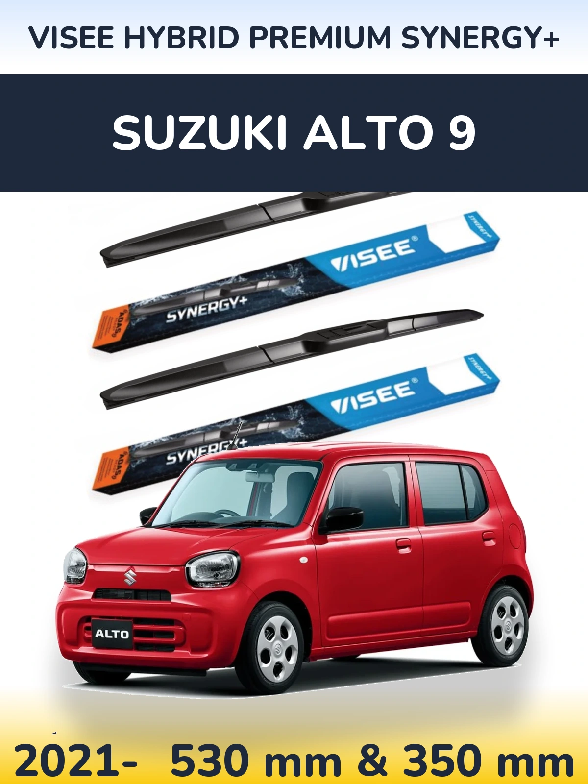 Sada předních stěračů VISEE HYBRID PREMIUM SYNERGY+ 530 a 350 mm pro Suzuki Alto 9 2021-2026