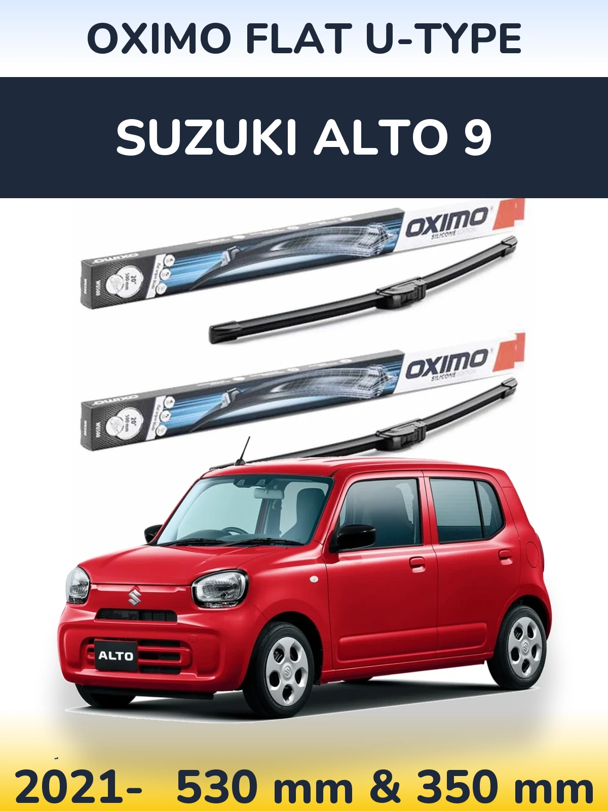 Комплект передніх щіток Oximo Flat U-type 530 & 350 мм для Suzuki Alto 9 2021-2026