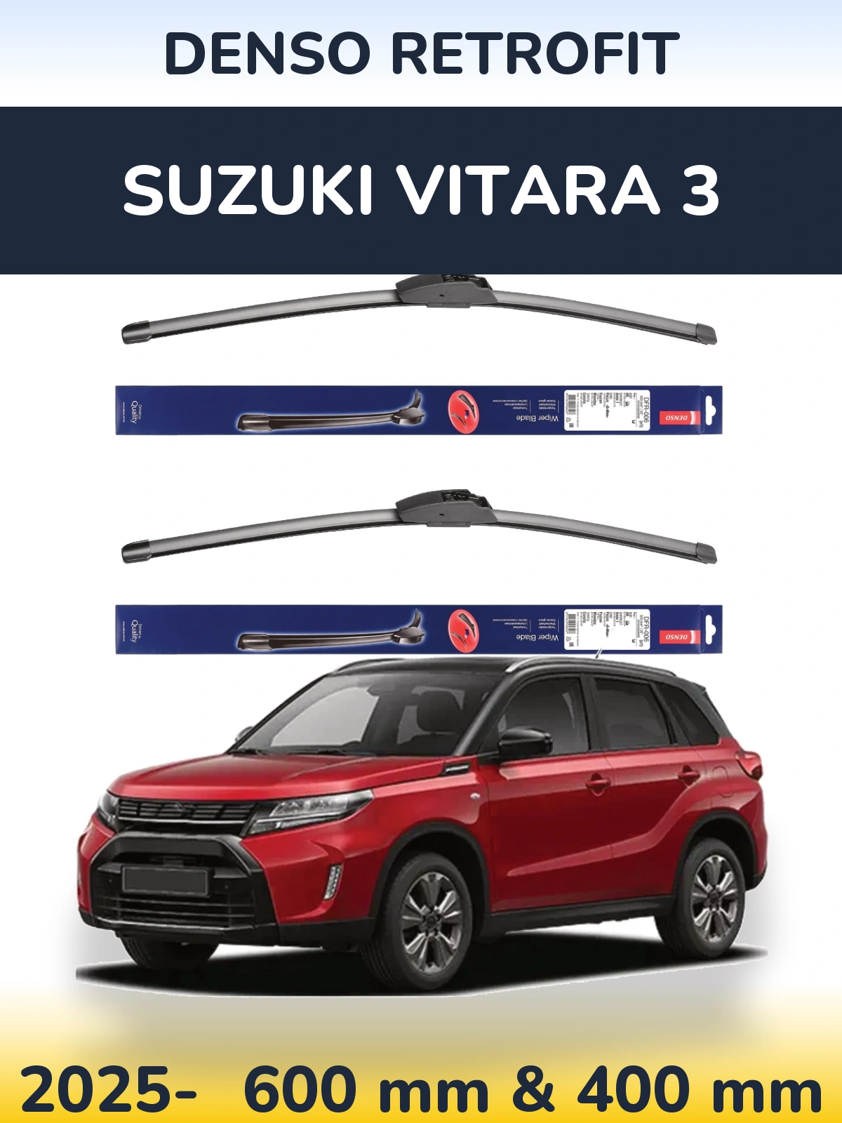 Sada předních stěračů Denso Retrofit 600 a 400 mm pro Suzuki Vitara 3 2025-2026