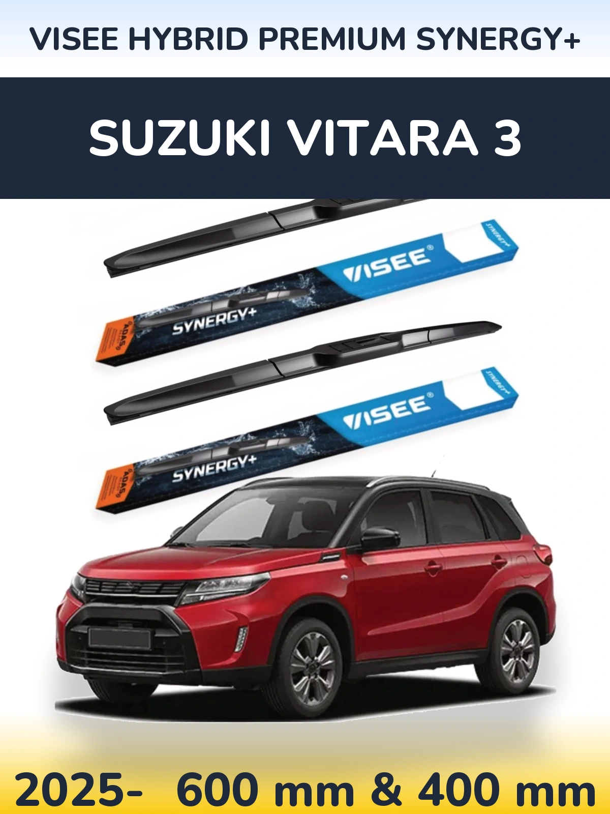 Sada předních stěračů VISEE HYBRID PREMIUM SYNERGY+ 600 a 400 mm pro Suzuki Vitara 3 2025-2026