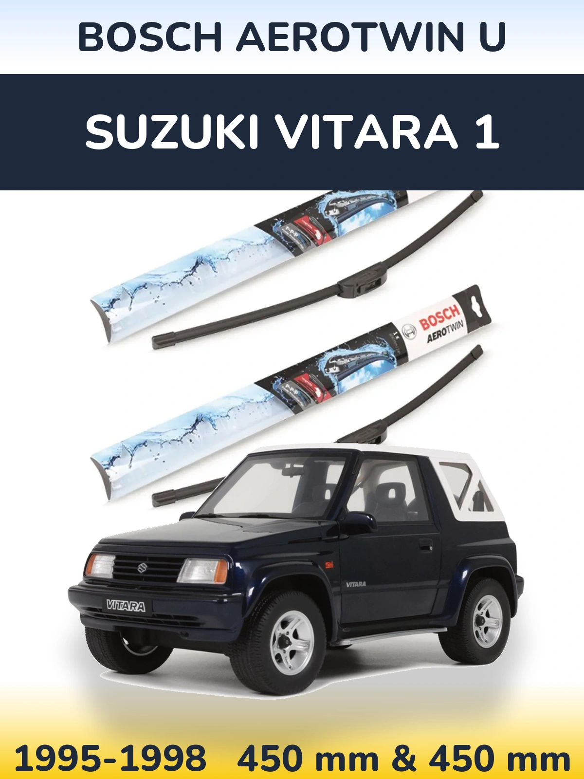 Комплект передніх щіток BOSCH AeroTwin U 450 & 450 мм для Suzuki Vitara 1 1995-1998