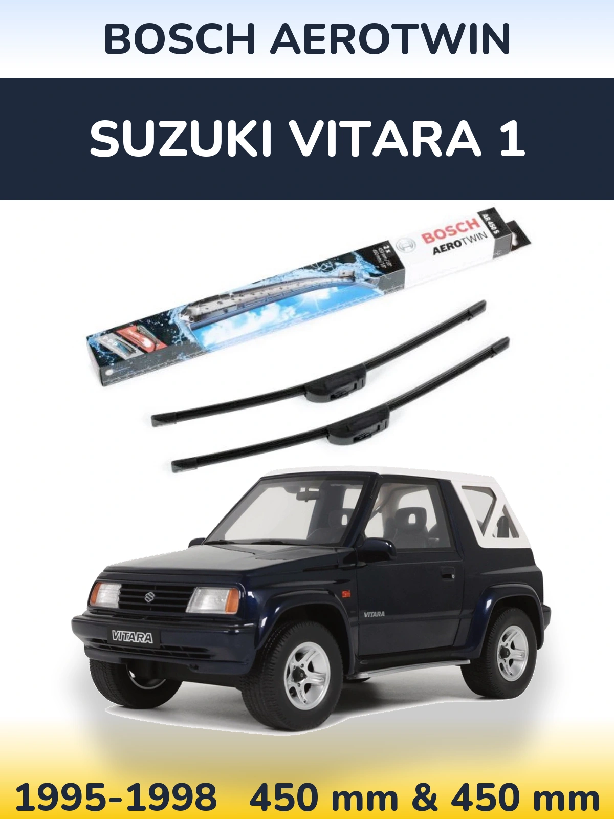 Sada předních stěračů BOSCH AeroTwin 450 a 450 mm pro Suzuki Vitara 1 1995-1998