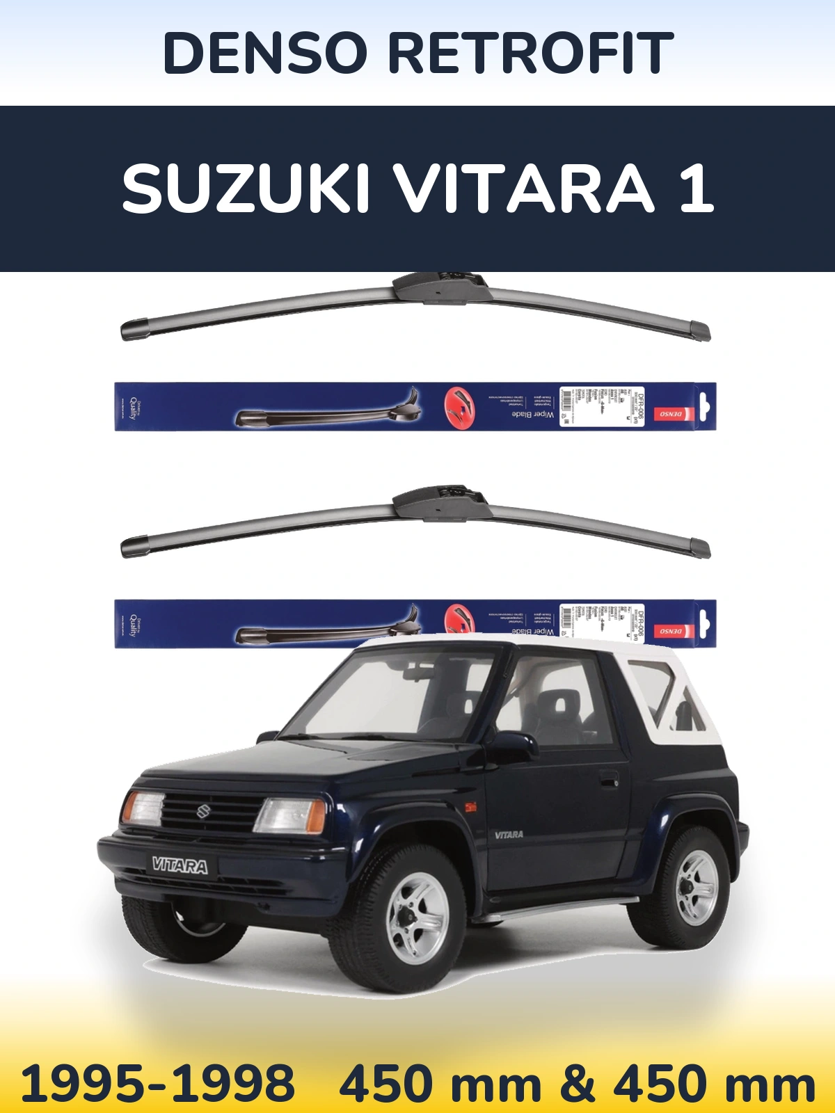 Sada předních stěračů Denso Retrofit 450 a 450 mm pro Suzuki Vitara 1 1995-1998