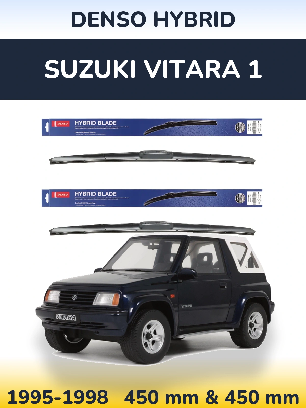 Sada předních stěračů Denso Hybrid 450 a 450 mm pro Suzuki Vitara 1 1995-1998