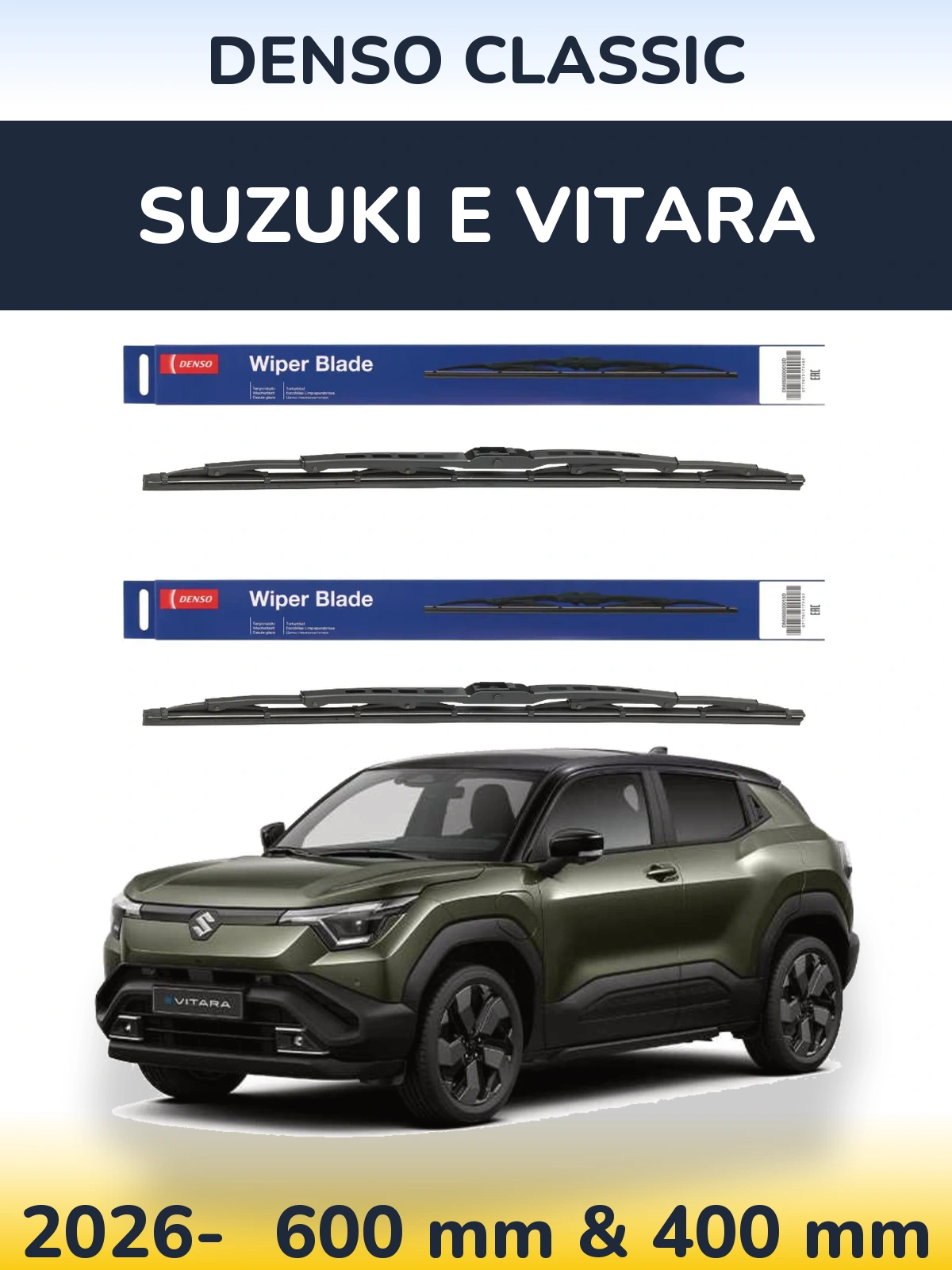 Комплект передних дворников Denso Classic 600 & 400 мм для Suzuki e Vitara 2026-2026