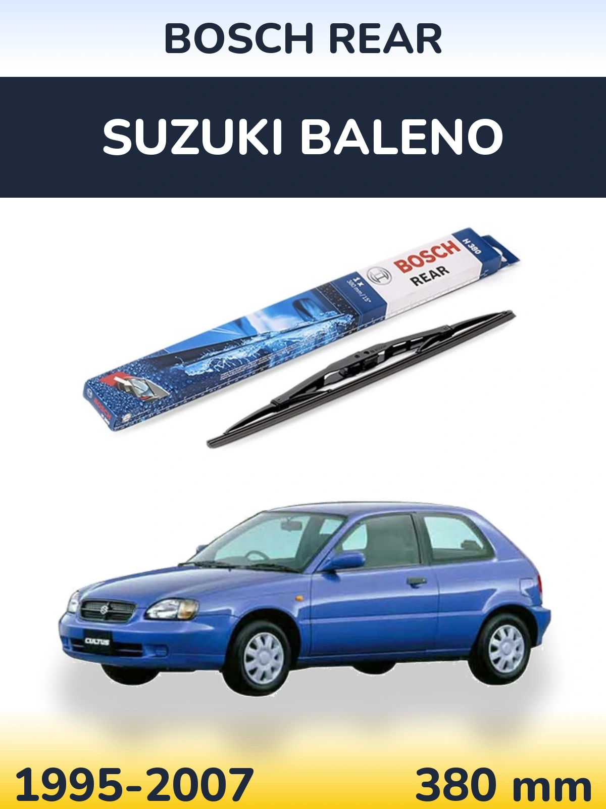 Zadní stěrač BOSCH Rear 380 mm pro Suzuki Baleno 1995-2007