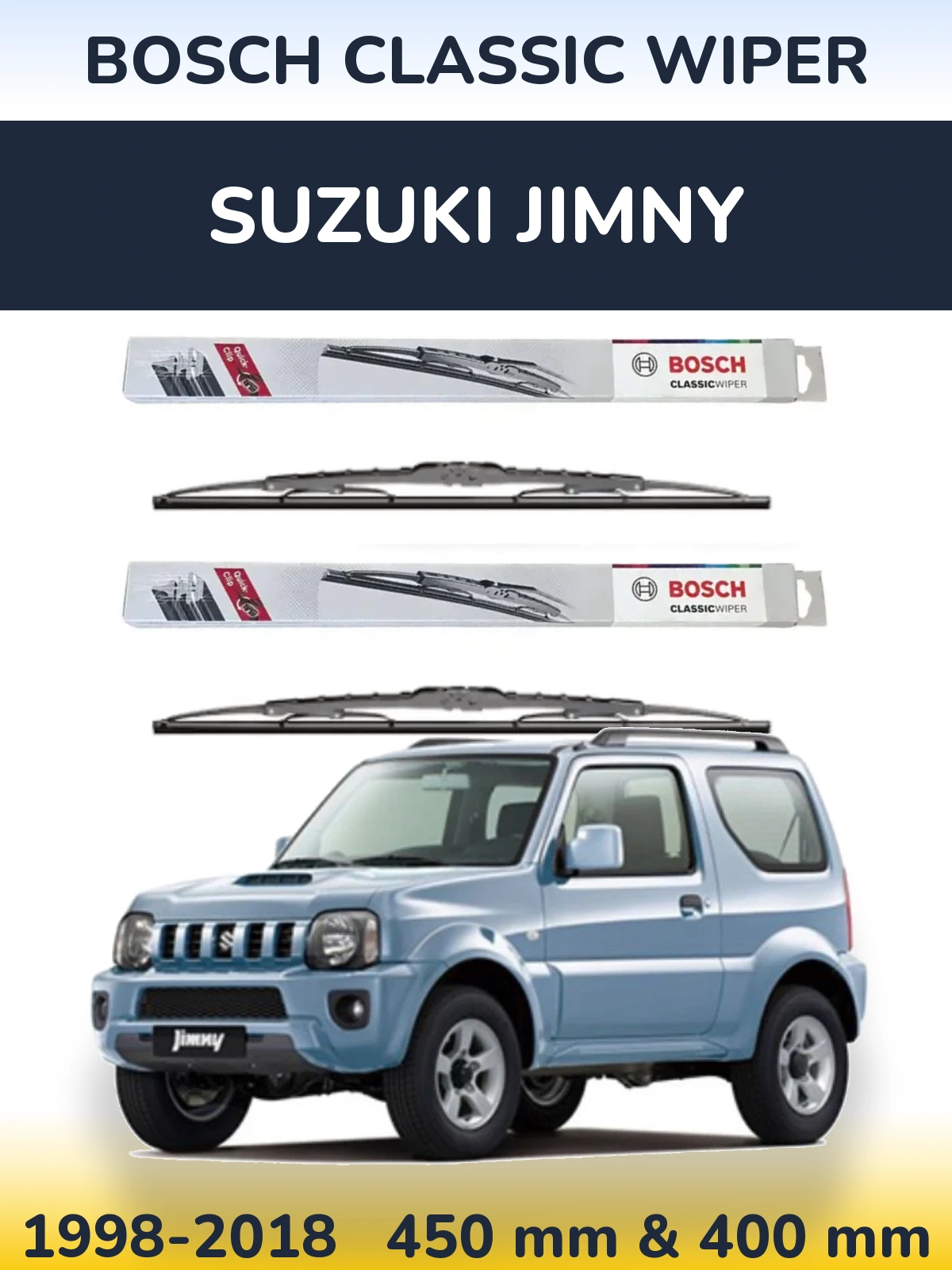 Sada předních stěračů BOSCH Classic Wiper 450 a 400 mm pro Suzuki Jimny 1998-2018