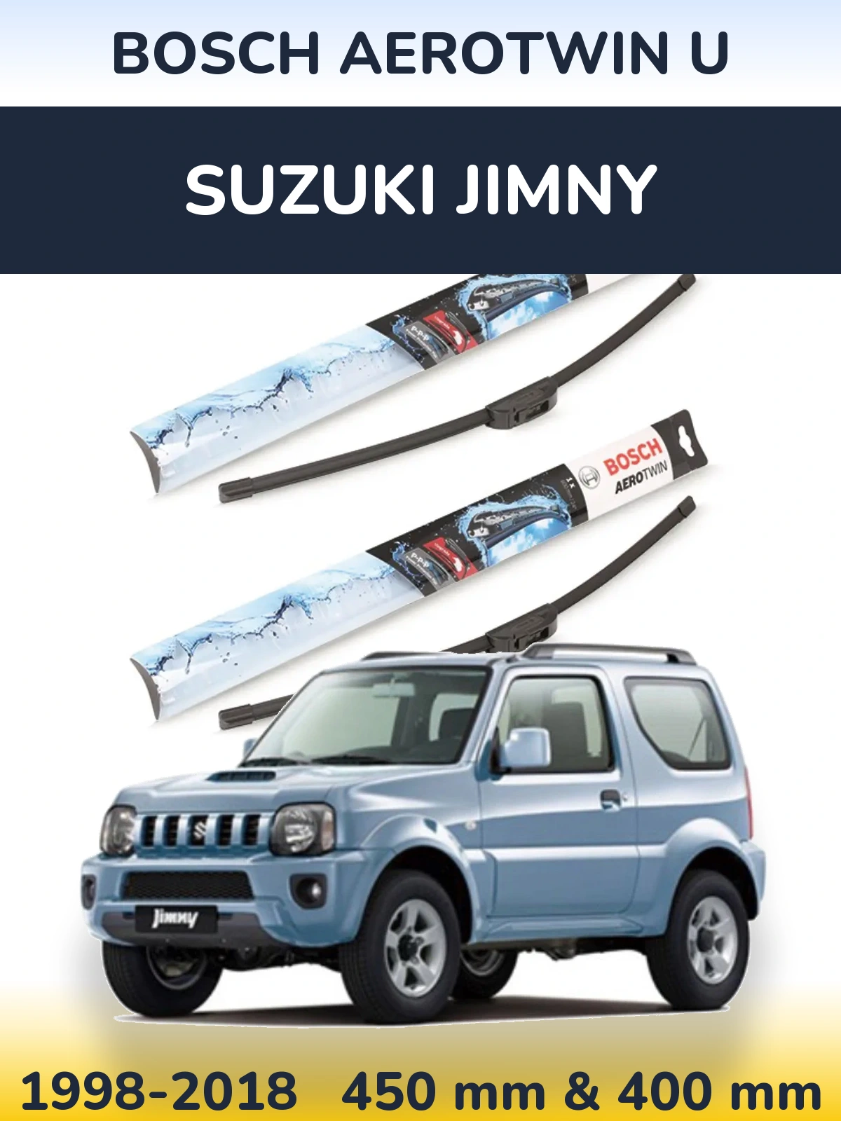 Sada předních stěračů BOSCH AeroTwin U 450 a 400 mm pro Suzuki Jimny 1998-2018