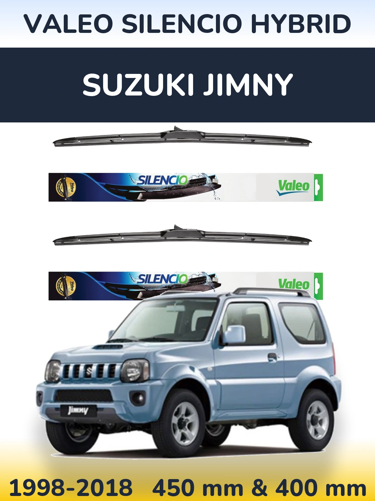 Sada předních stěračů Valeo Silencio Hybrid 450 a 400 mm pro Suzuki Jimny 1998-2018