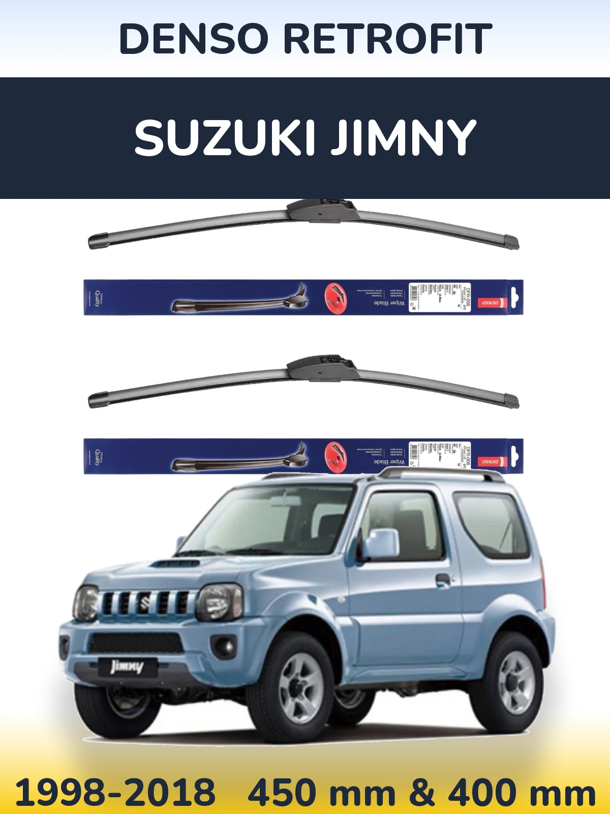 Sada předních stěračů Denso Retrofit 450 a 400 mm pro Suzuki Jimny 1998-2018