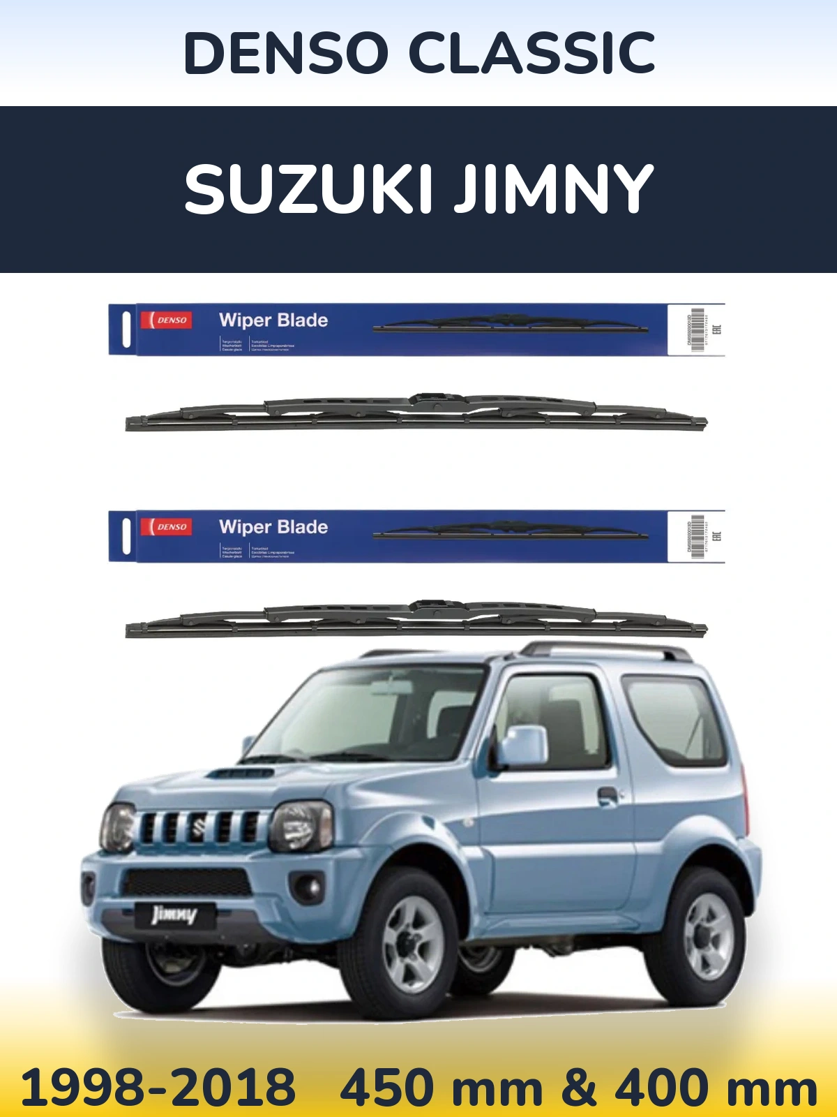 Sada předních stěračů Denso Classic 450 a 400 mm pro Suzuki Jimny 1998-2018