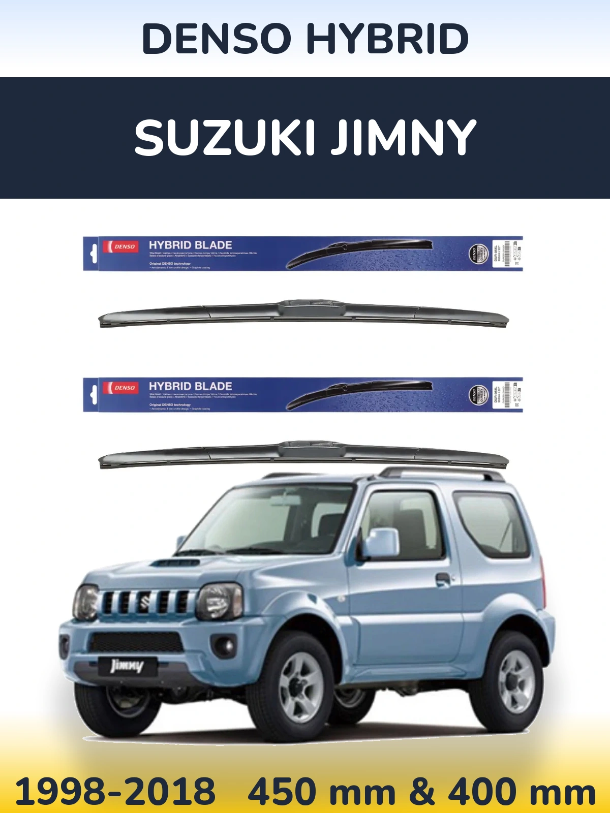 Sada předních stěračů Denso Hybrid 450 a 400 mm pro Suzuki Jimny 1998-2018