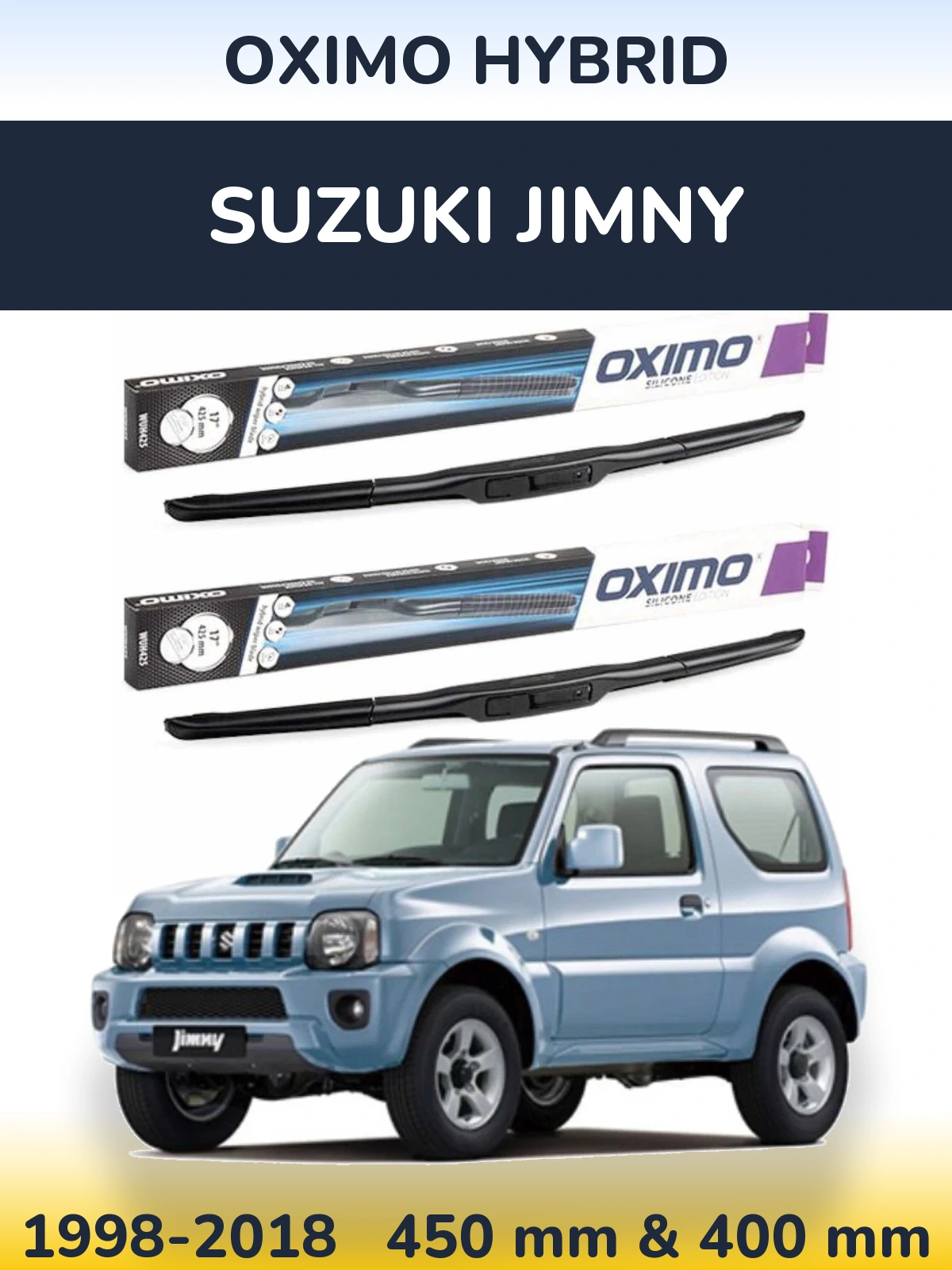 Sada předních stěračů Oximo Hybrid 450 a 400 mm pro Suzuki Jimny 1998-2018
