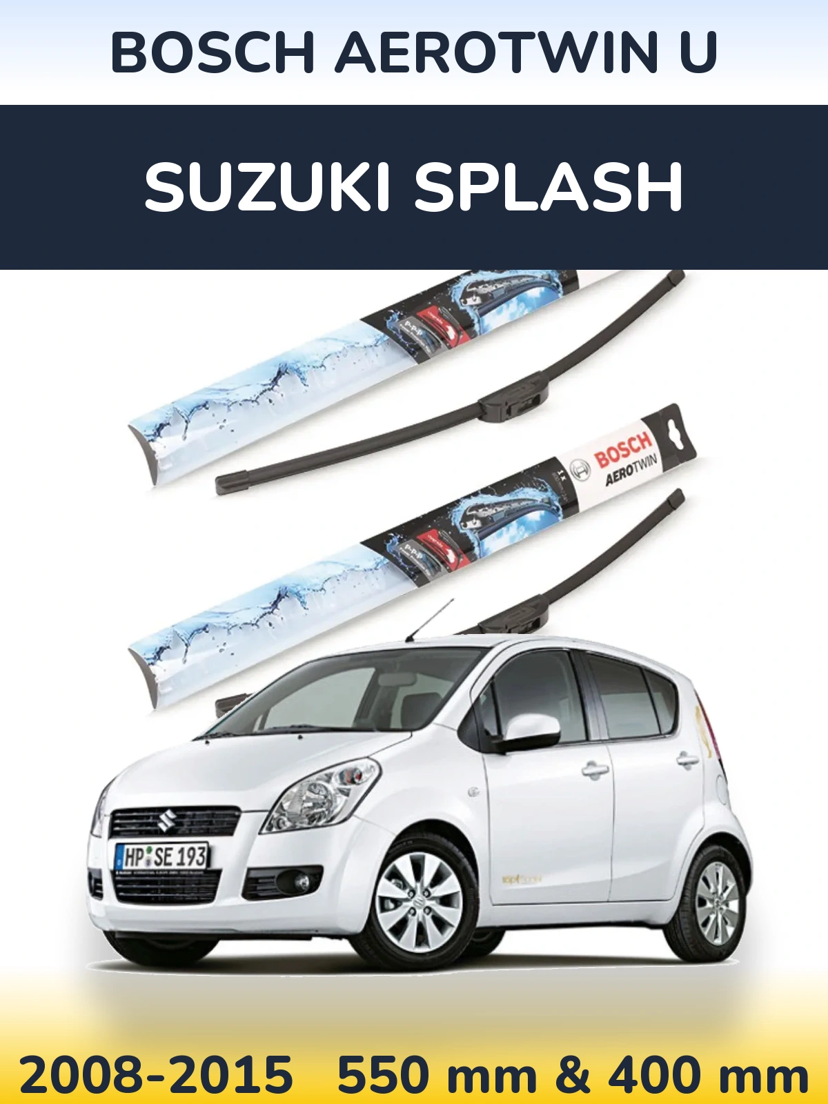 Sada předních stěračů BOSCH AeroTwin U 550 a 400 mm pro Suzuki Splash 2008-2015