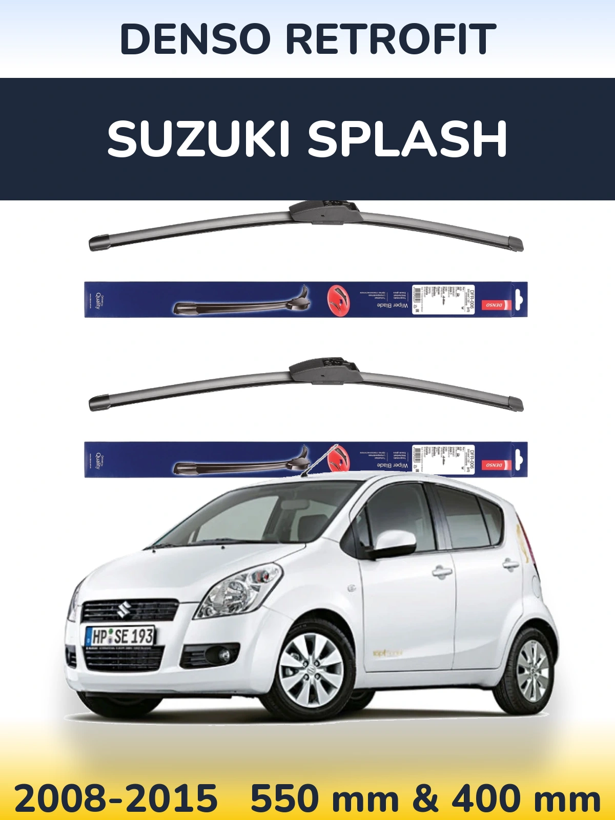 Sada předních stěračů Denso Retrofit 550 a 400 mm pro Suzuki Splash 2008-2015