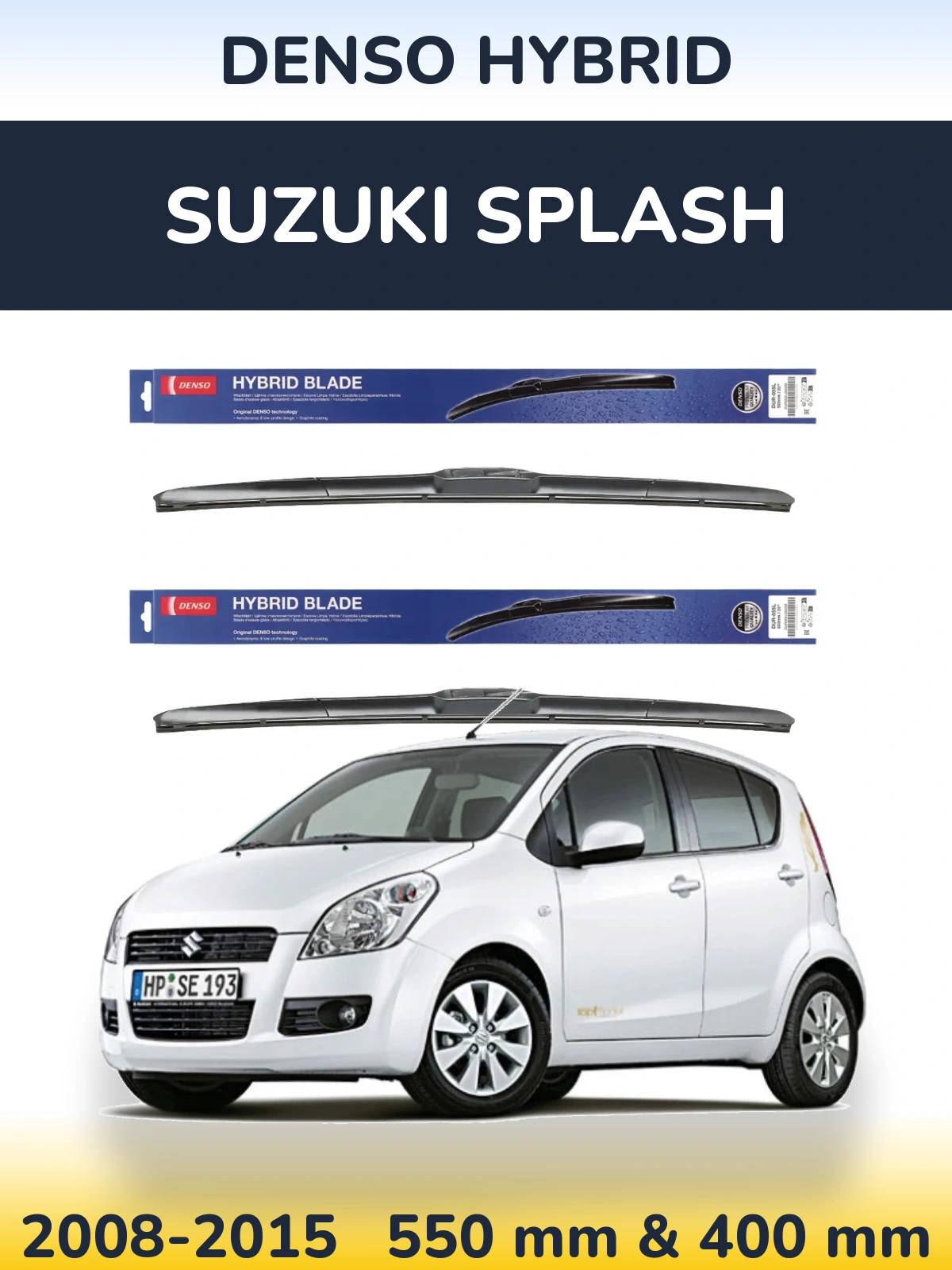 Sada předních stěračů Denso Hybrid 550 a 400 mm pro Suzuki Splash 2008-2015