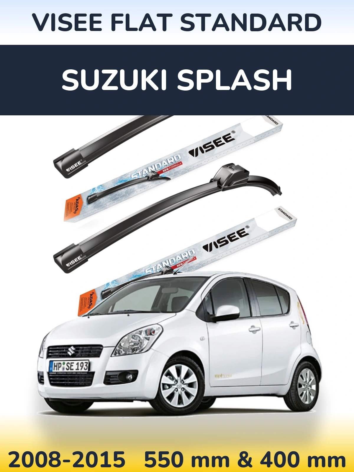 Sada předních stěračů VISEE FLAT STANDARD 550 a 400 mm pro Suzuki Splash 2008-2015