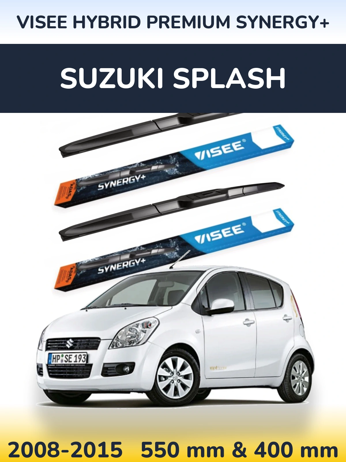 Sada předních stěračů VISEE HYBRID PREMIUM SYNERGY+ 550 a 400 mm pro Suzuki Splash 2008-2015