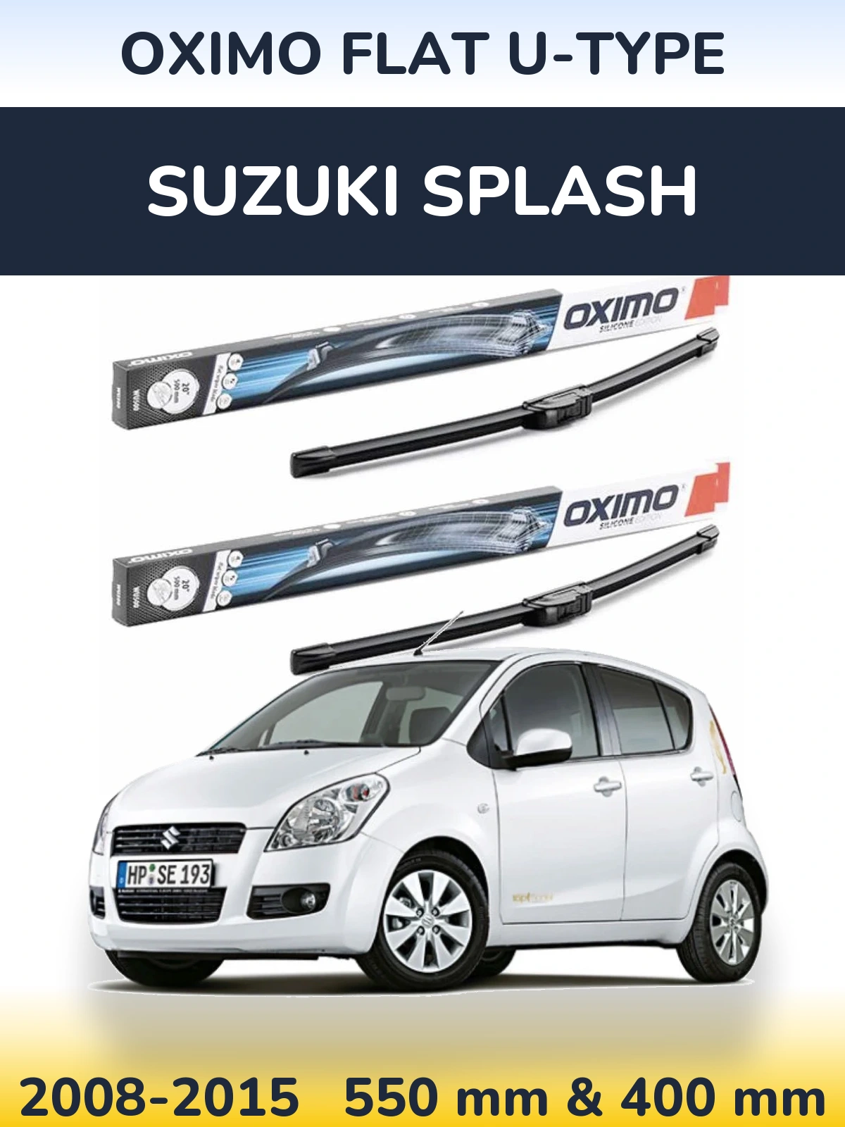 Sada předních stěračů Oximo Flat U-type 550 a 400 mm pro Suzuki Splash 2008-2015