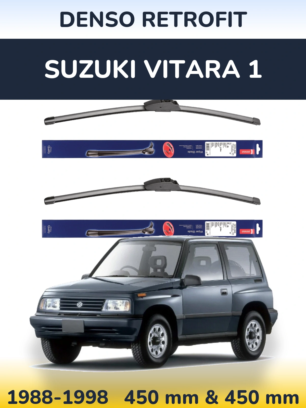 Sada předních stěračů Denso Retrofit 450 a 450 mm pro Suzuki Vitara 1 1988-1998