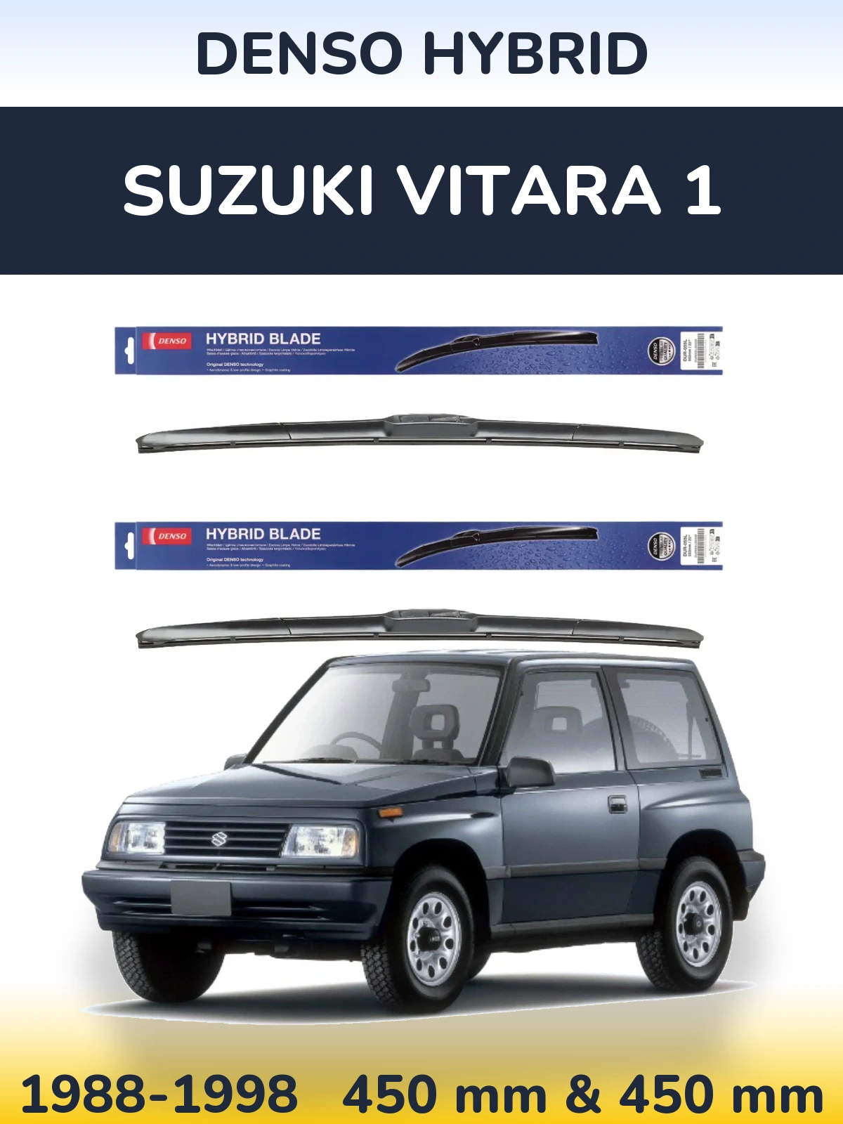 Sada předních stěračů Denso Hybrid 450 a 450 mm pro Suzuki Vitara 1 1988-1998