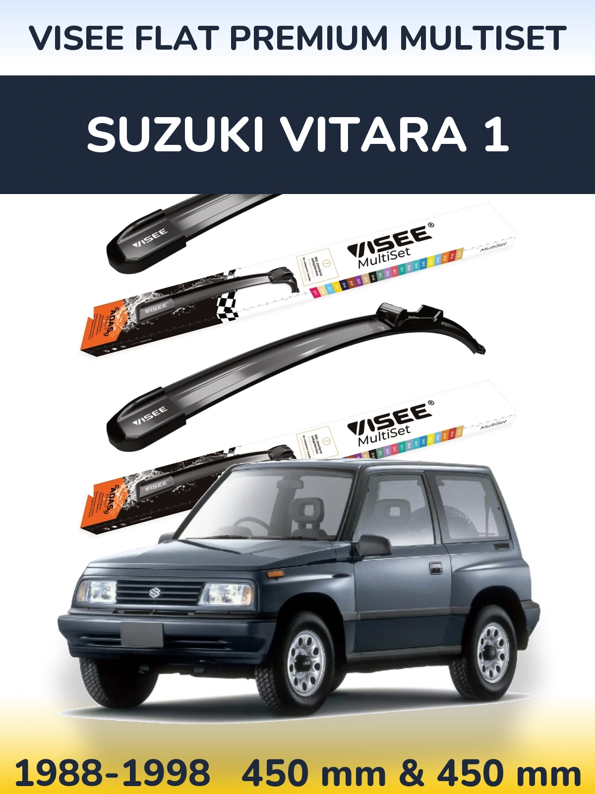 Sada předních stěračů VISEE FLAT PREMIUM MultiSet 450 a 450 mm pro Suzuki Vitara 1 1988-1998