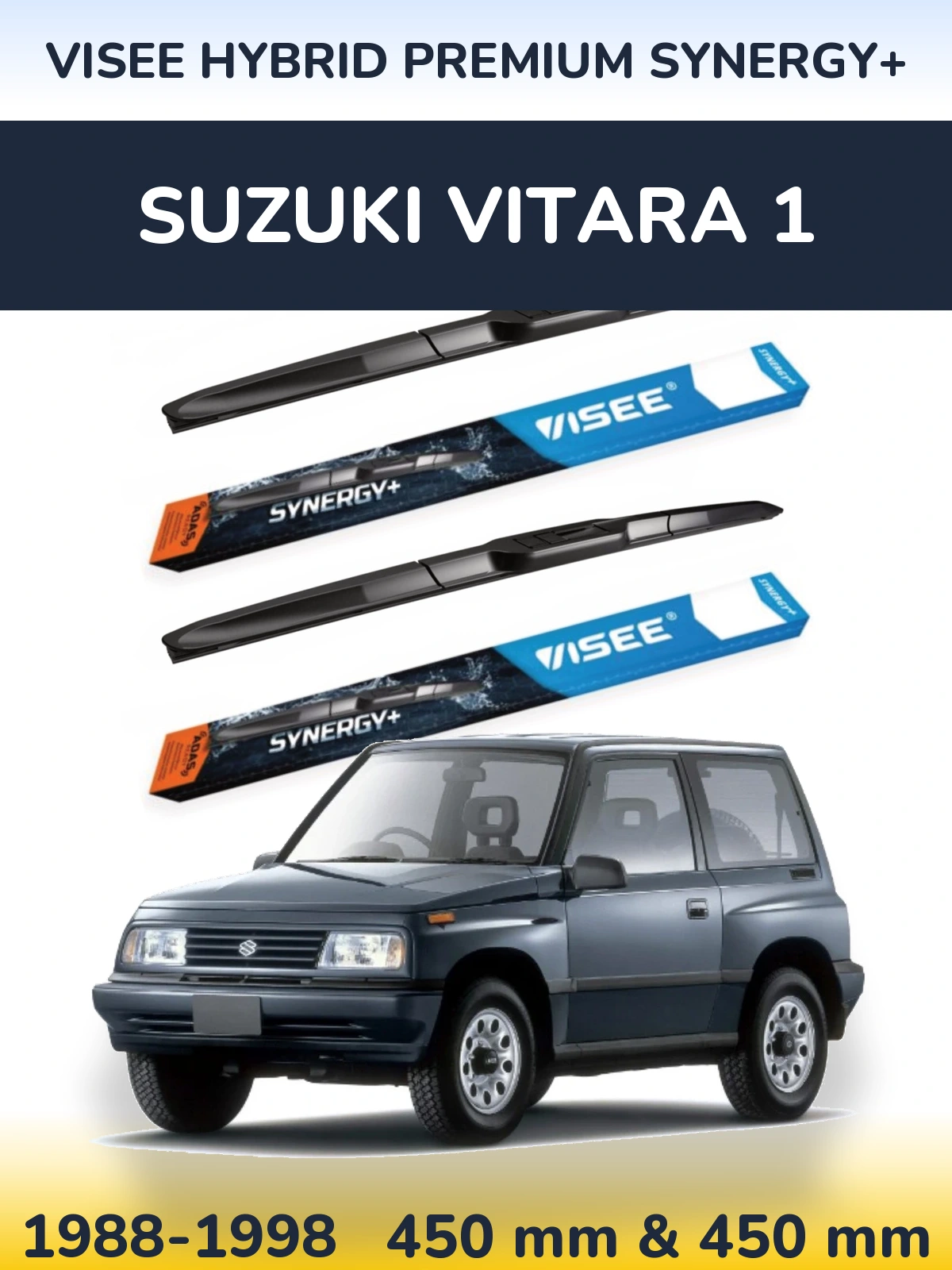 Sada předních stěračů VISEE HYBRID PREMIUM SYNERGY+ 450 a 450 mm pro Suzuki Vitara 1 1988-1998