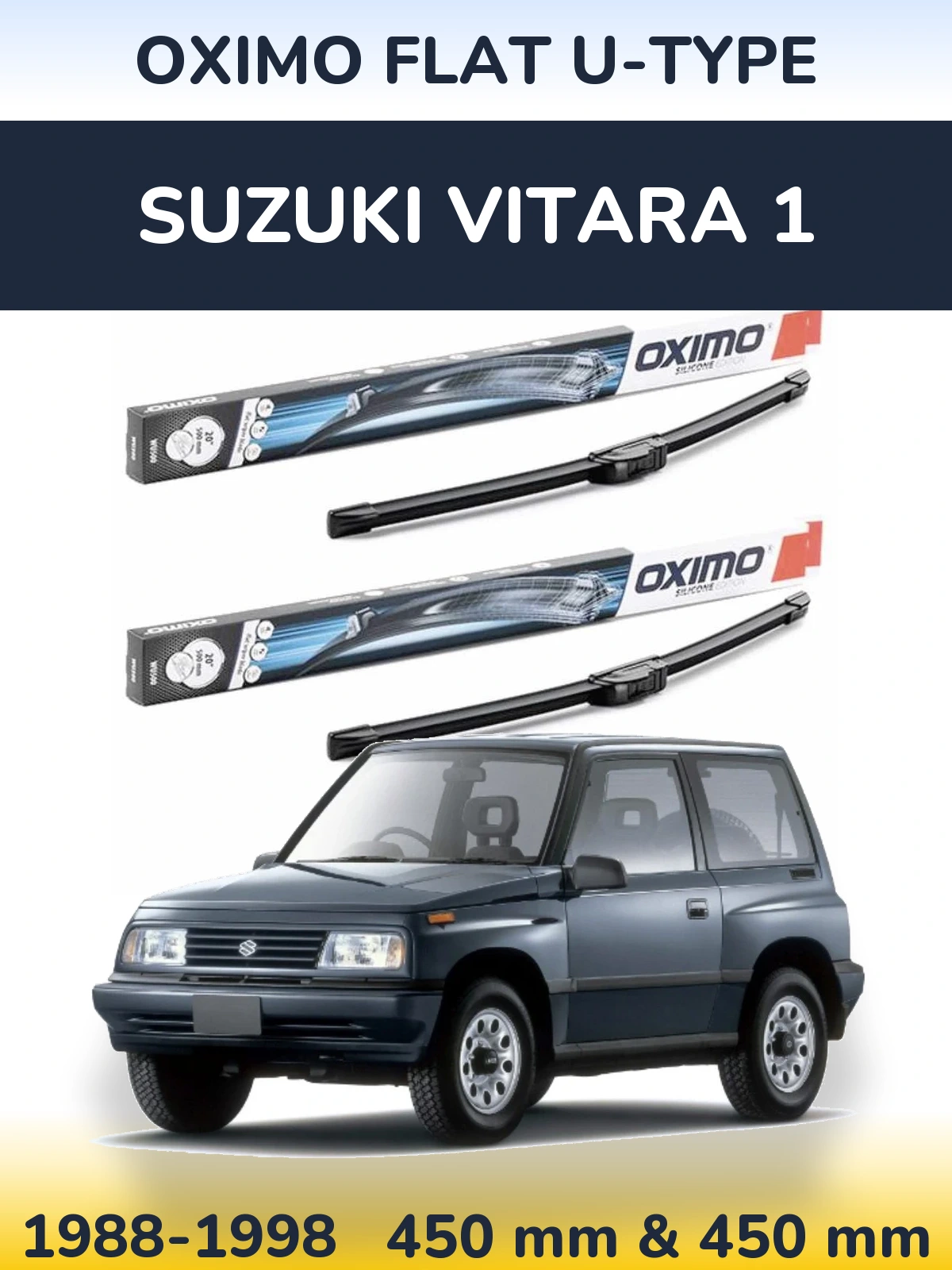 Sada předních stěračů Oximo Flat U-type 450 a 450 mm pro Suzuki Vitara 1 1988-1998