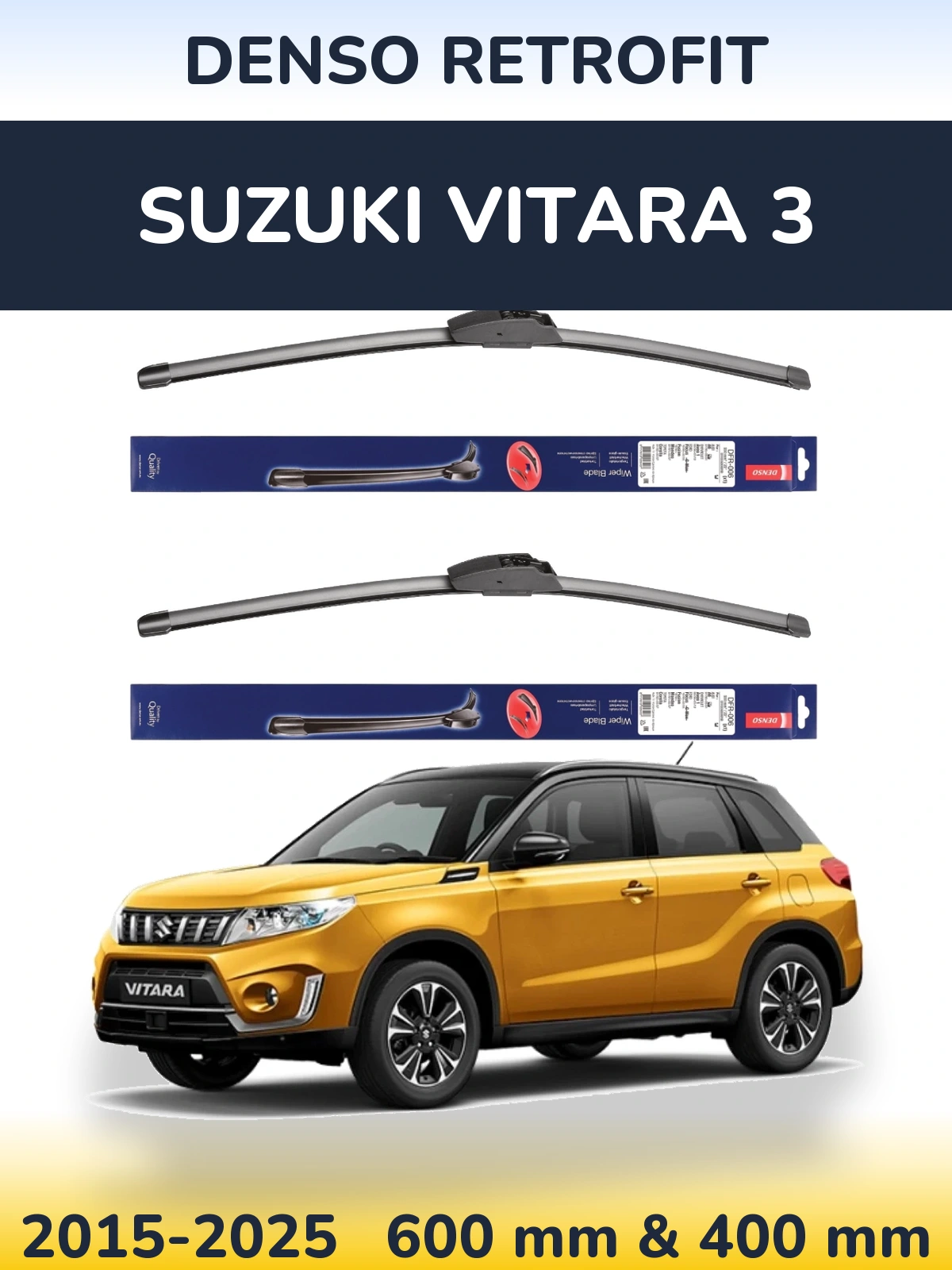 Sada předních stěračů Denso Retrofit 600 a 400 mm pro Suzuki Vitara 3 2015-2025