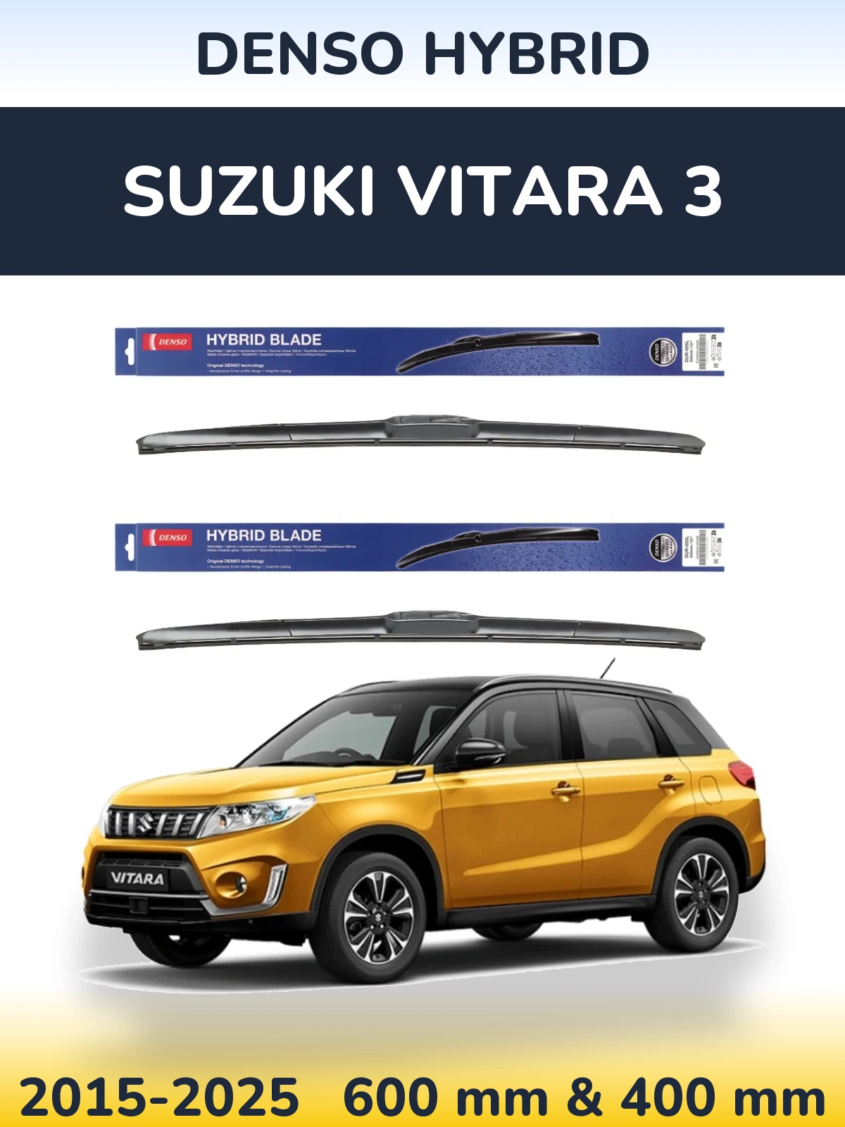 Sada předních stěračů Denso Hybrid 600 a 400 mm pro Suzuki Vitara 3 2015-2025