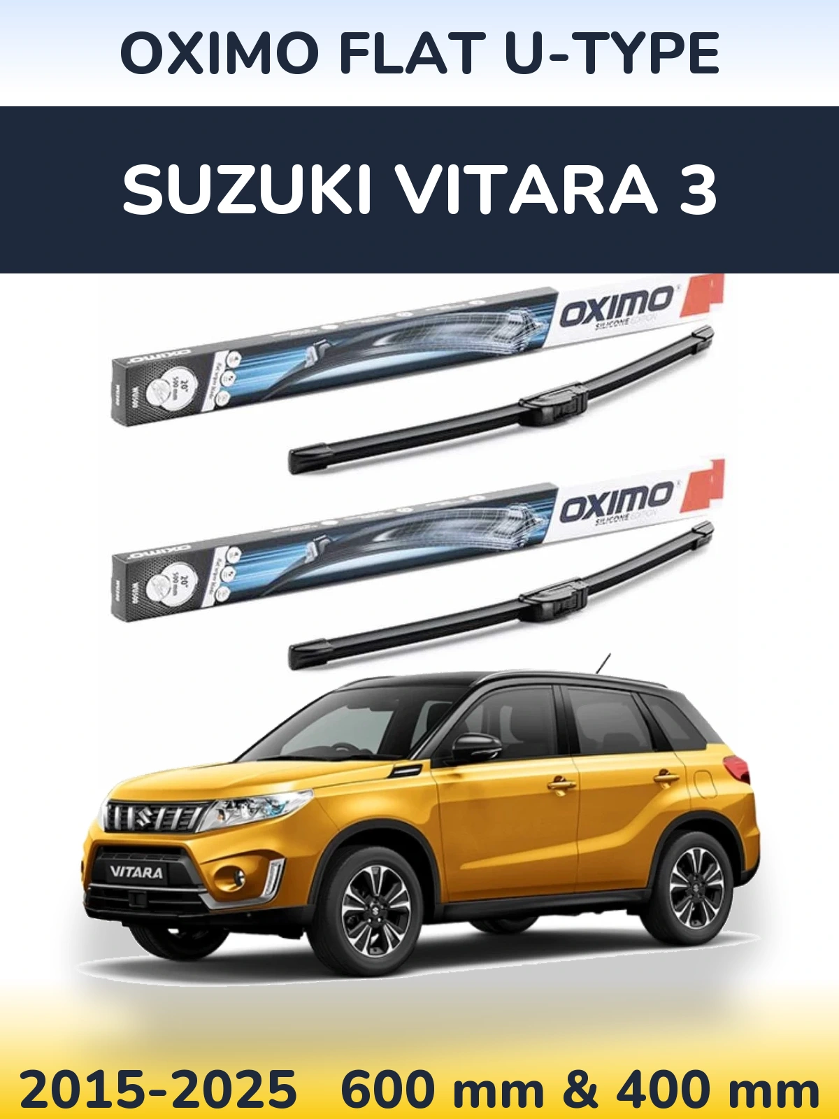 Sada předních stěračů Oximo Flat U-type 600 a 400 mm pro Suzuki Vitara 3 2015-2025