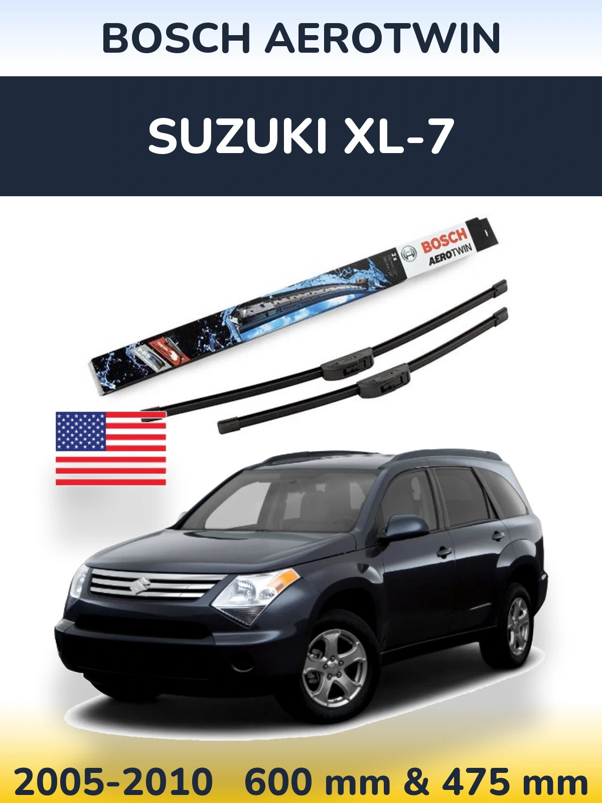 Sada předních stěračů BOSCH AeroTwin 600 a 475 mm pro Suzuki XL-7 2005-2010