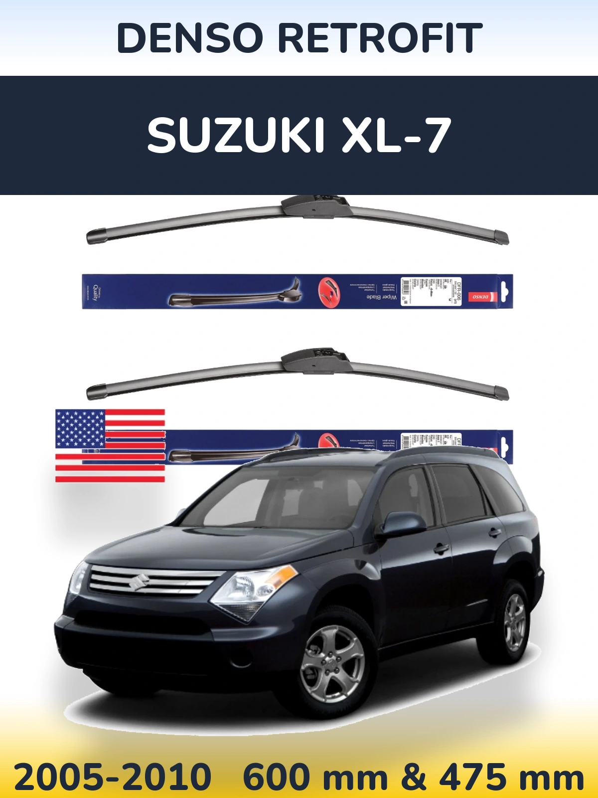 Комплект передніх щіток Denso Retrofit 600 & 475 мм для Suzuki XL-7 2005-2010