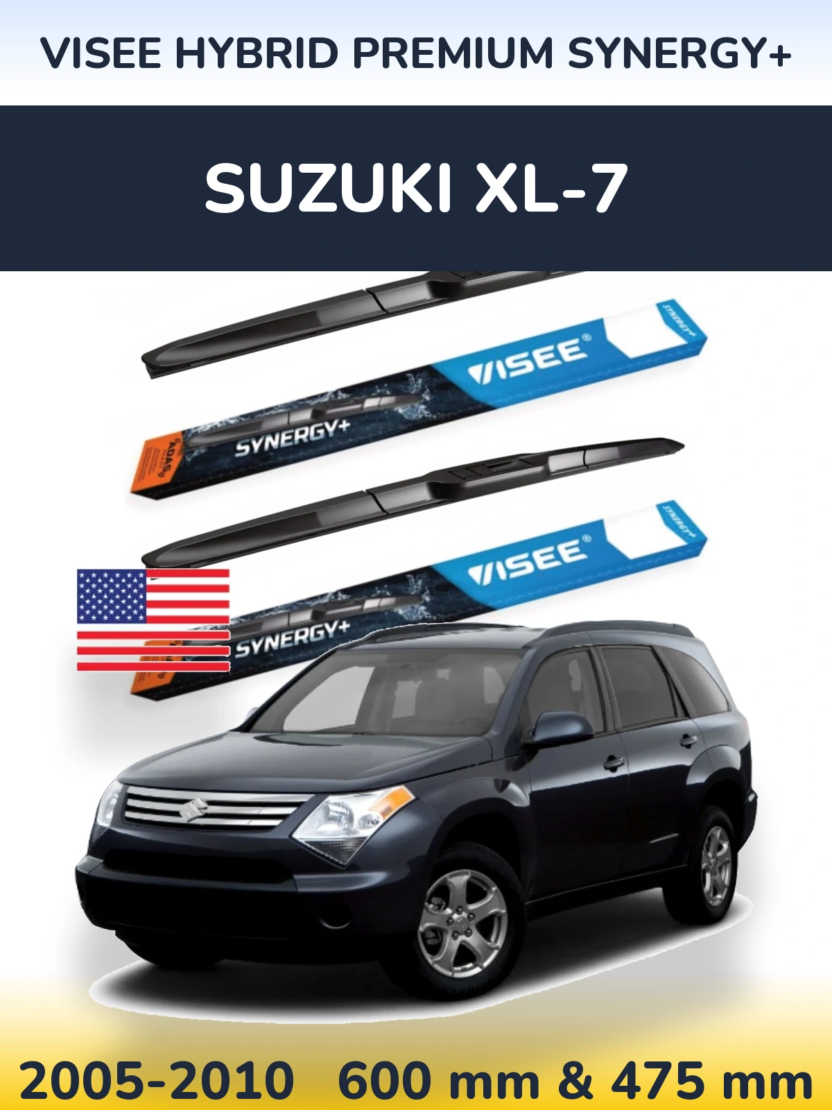 Комплект передніх щіток VISEE HYBRID PREMIUM SYNERGY+ 600 & 475 мм для Suzuki XL-7 2005-2010