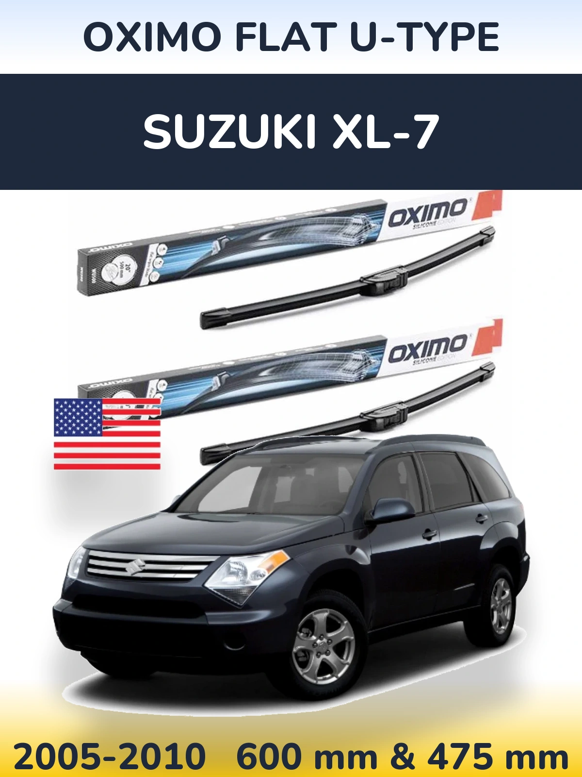 Sada předních stěračů Oximo Flat U-type 600 a 475 mm pro Suzuki XL-7 2005-2010