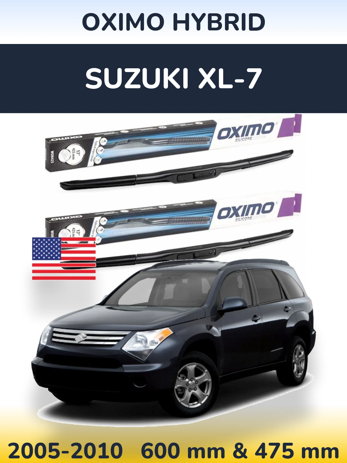 Sada předních stěračů Oximo Hybrid 600 a 475 mm pro Suzuki XL-7 2005-2010