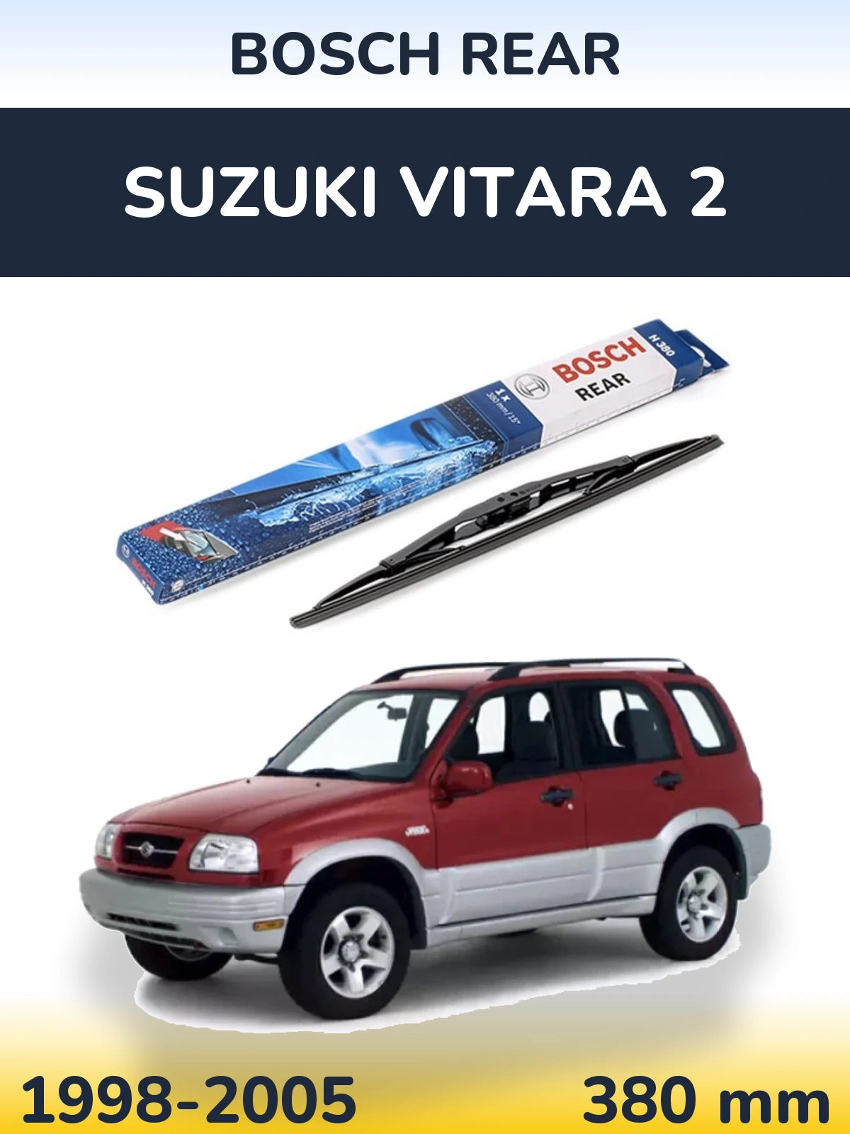 Zadní stěrač BOSCH Rear 380 mm pro Suzuki Vitara 2 1998-2005