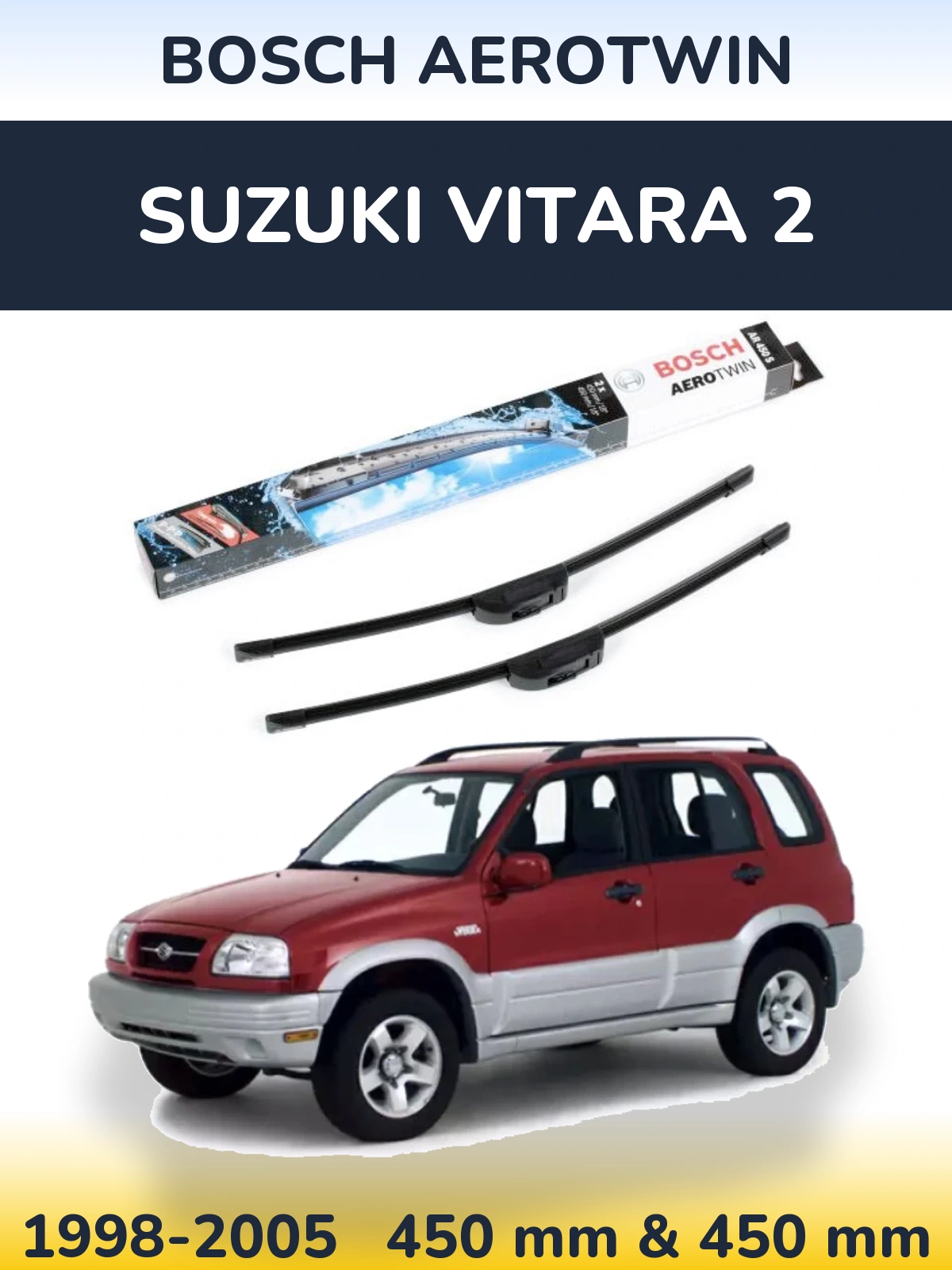 Комплект передніх щіток BOSCH AeroTwin 450 & 450 мм для Suzuki Vitara 2 1998-2005
