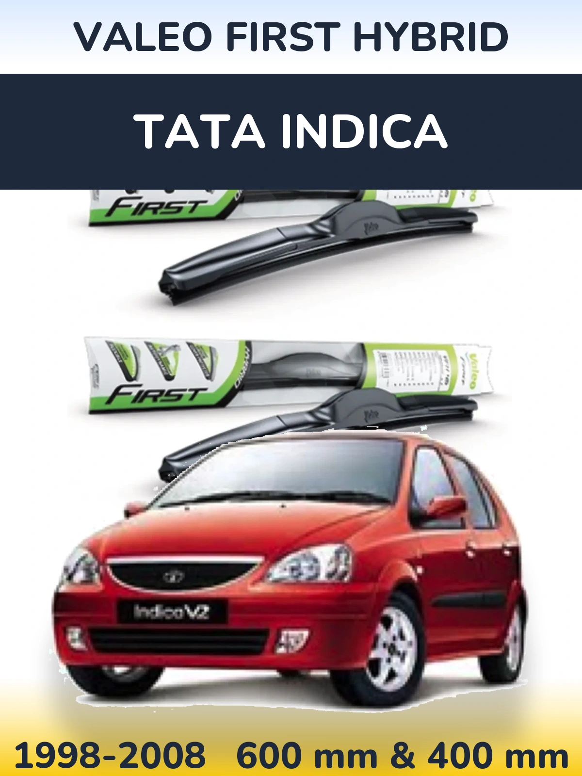 Sada předních stěračů Valeo First Hybrid 600 a 400 mm pro Tata Indica 1998-2008