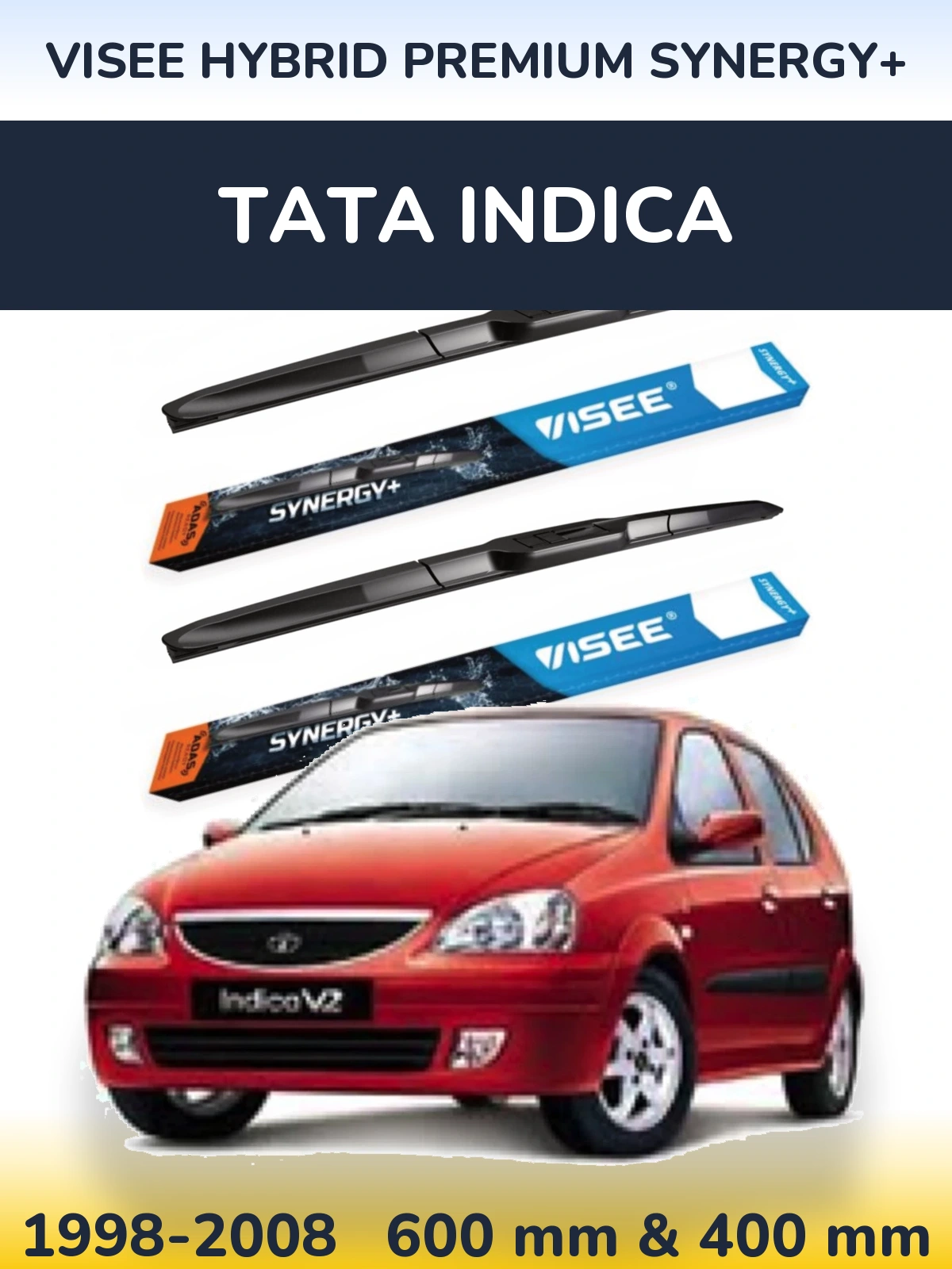 Sada předních stěračů VISEE HYBRID PREMIUM SYNERGY+ 600 a 400 mm pro Tata Indica 1998-2008