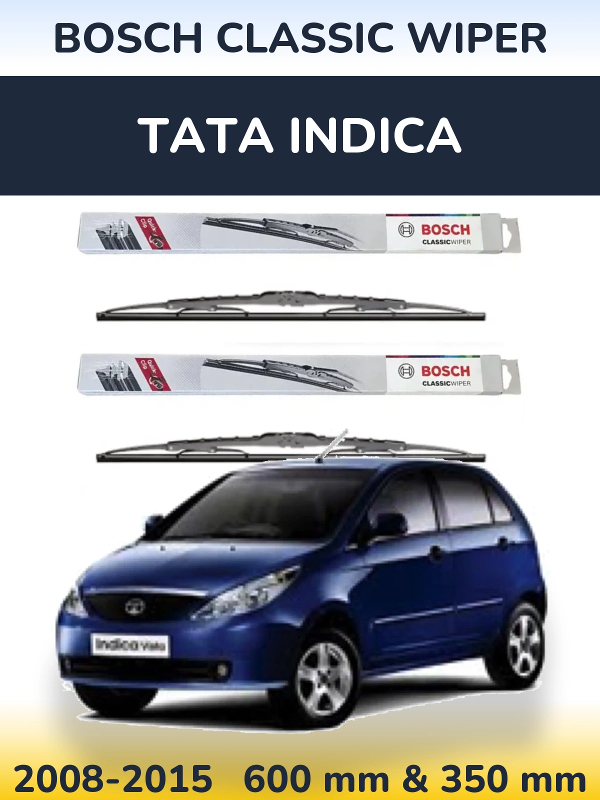 Sada předních stěračů BOSCH Classic Wiper 600 a 340 mm pro Tata Indica 2008-2015