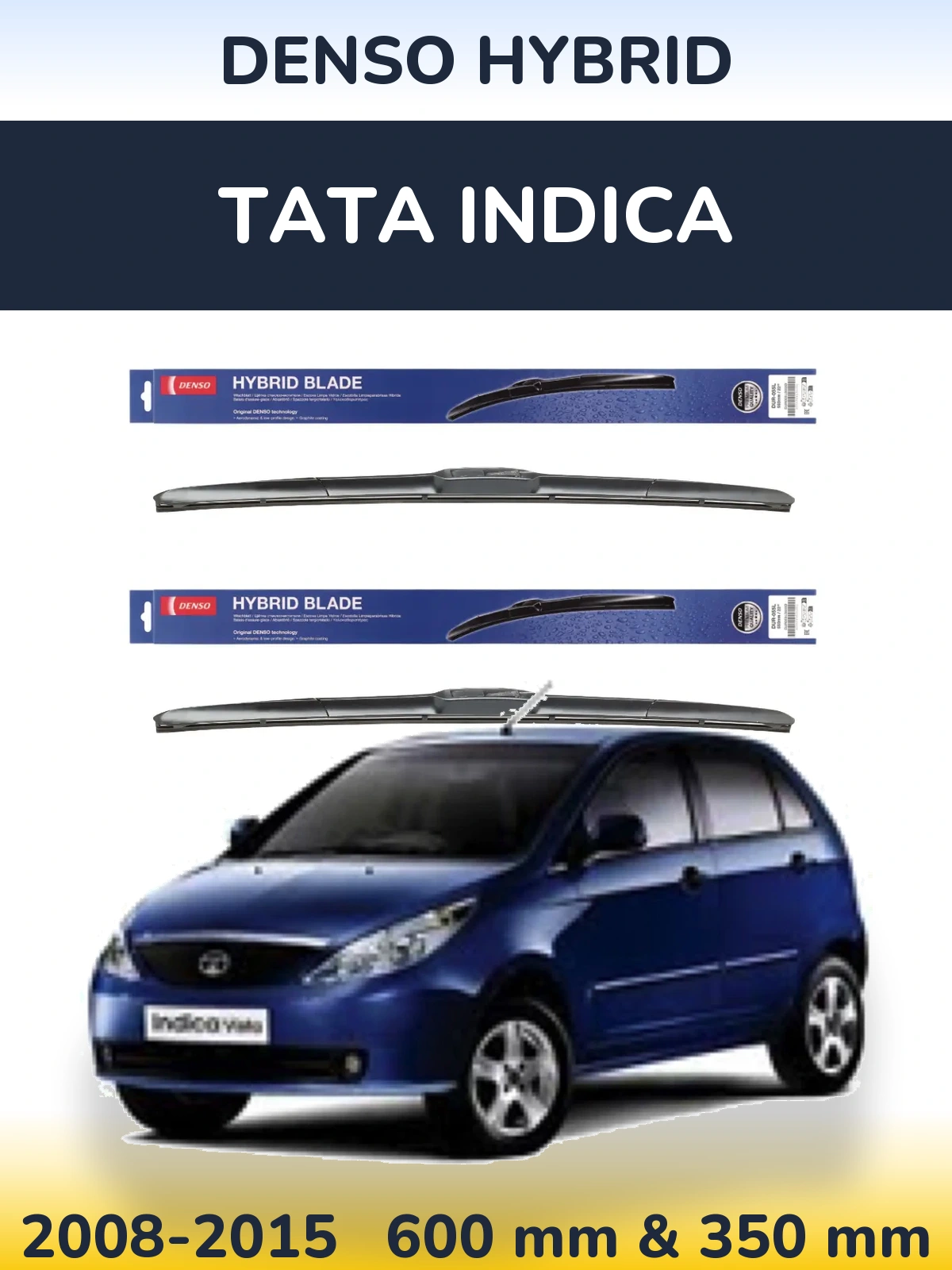 Sada předních stěračů Denso Hybrid 600 a 350 mm pro Tata Indica 2008-2015