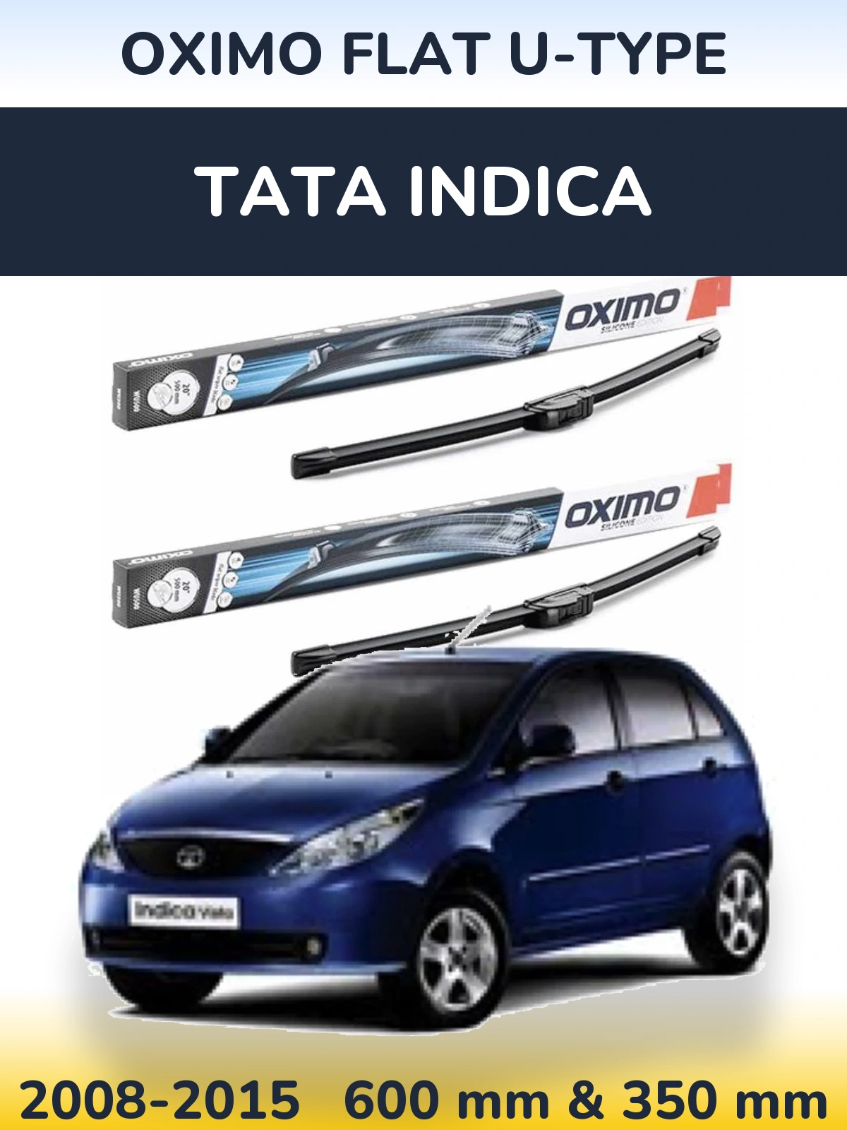 Sada předních stěračů Oximo Flat U-type 600 a 350 mm pro Tata Indica 2008-2015