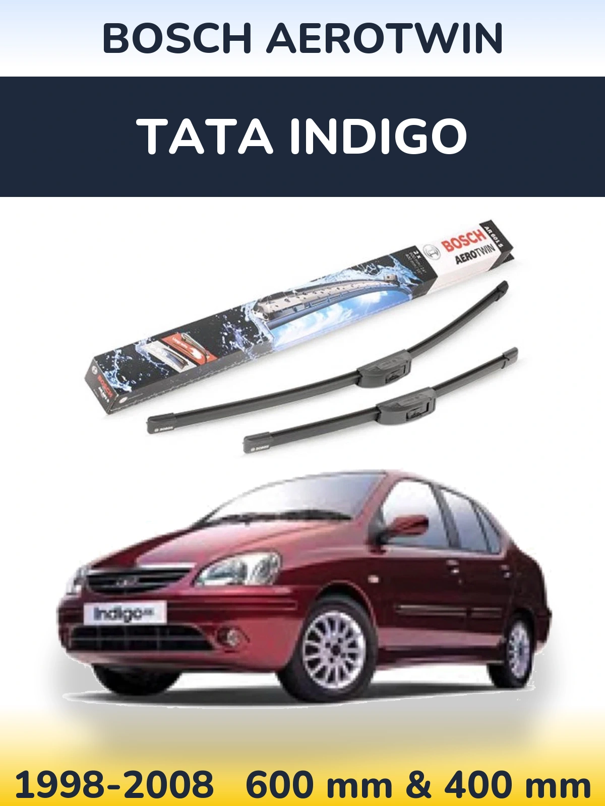 Комплект передніх щіток BOSCH AeroTwin 600 & 400 мм для Tata Indigo 1998-2008