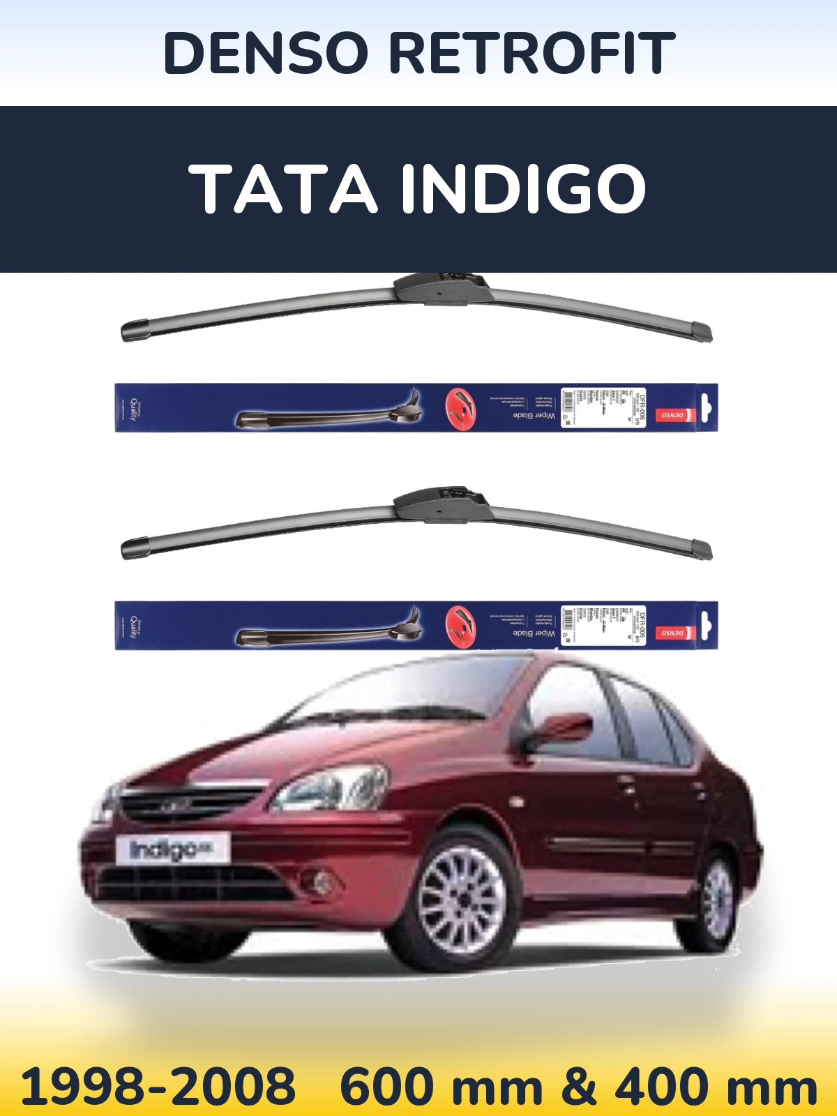 Комплект передніх щіток Denso Retrofit 600 & 400 мм для Tata Indigo 1998-2008